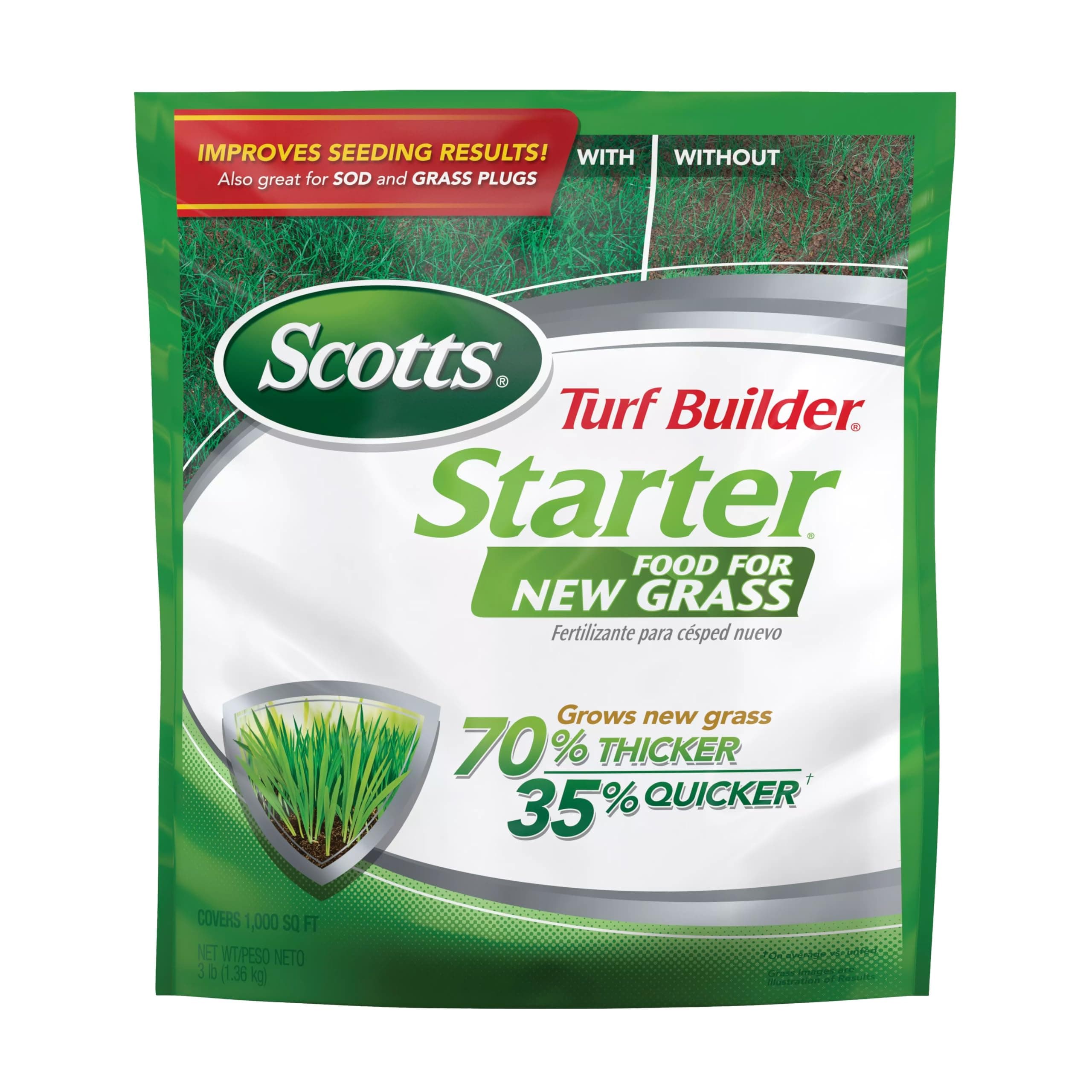 Scotts Turf Builder Starter Food for New Grass, 3 lb. - Lawn Fertilizer for Newly Planted Grass