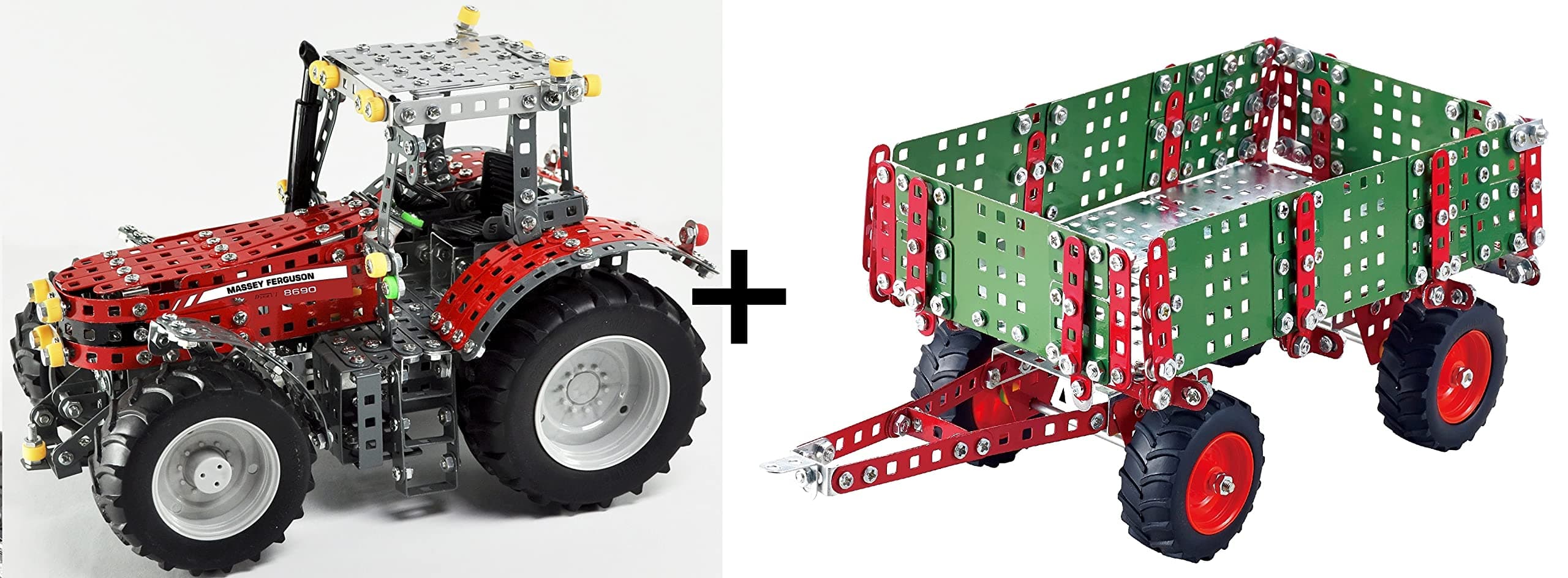 Metal Construction Model Kit Tractor Massey Ferguson 8690 1:16 1001 durable metal parts real tools + picture instructions mechanical building set collectable educational toy age 12+ farm STEM Tronico