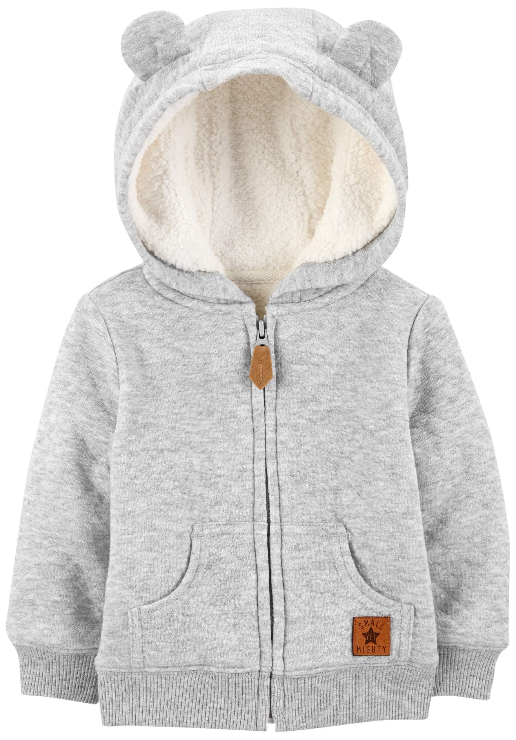 Baby Hooded Sweater Jacket with Sherpa Lining