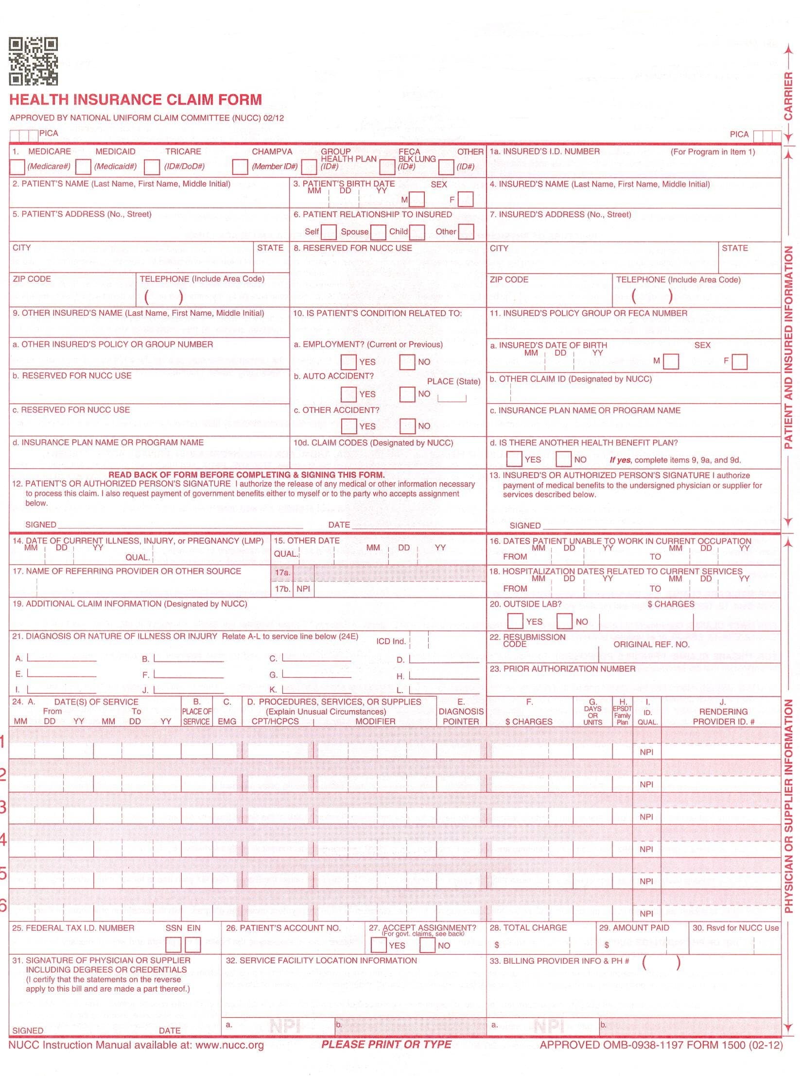Jaxplaza Insurance Claim Form ver 02/12, White, 2,500 Sheets (CMS-1500)