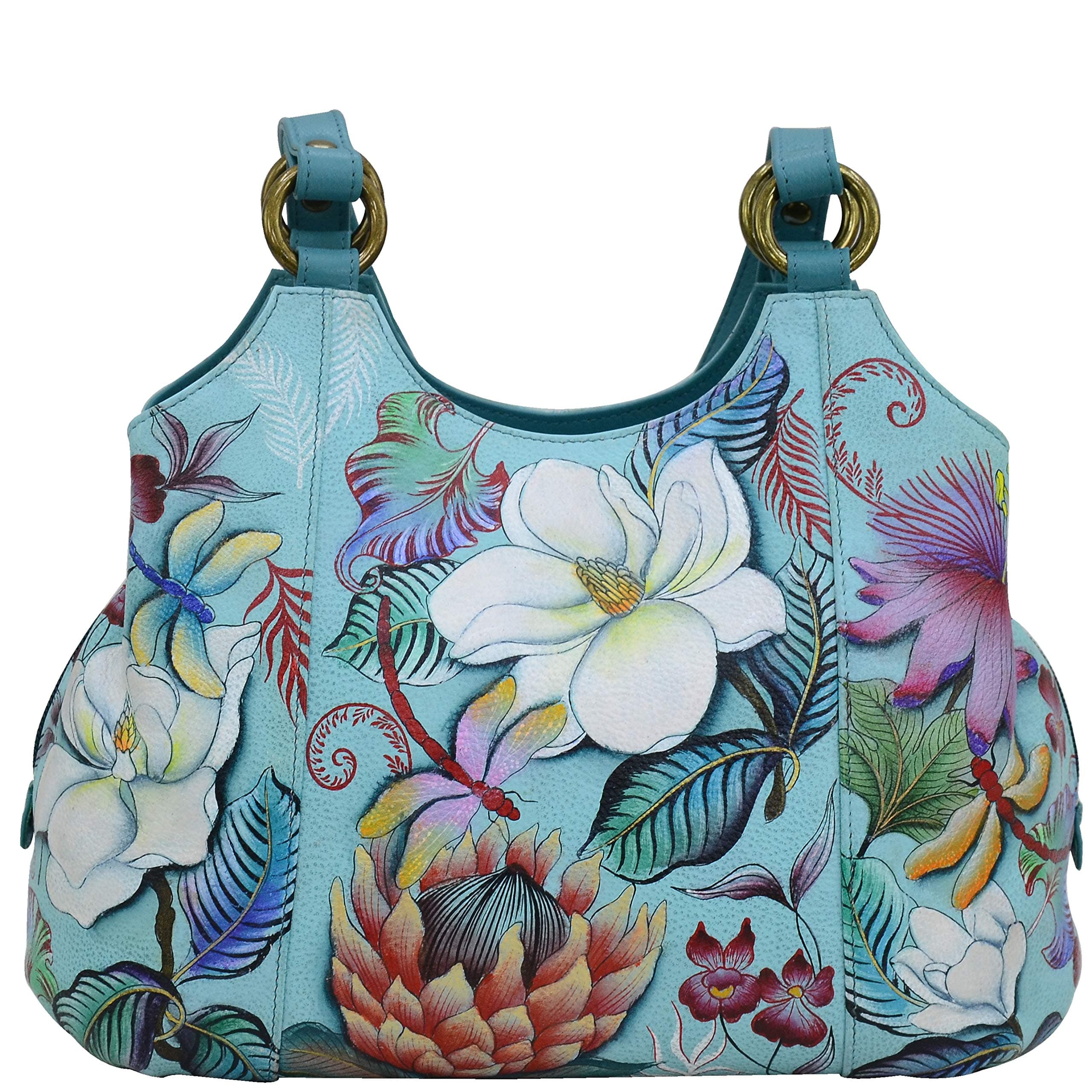 Anuschka Women's Hand Painted Genuine Leather Triple Compartment Satchel - Zip Entry, Multiple Pockets & Multipurpose Pouch