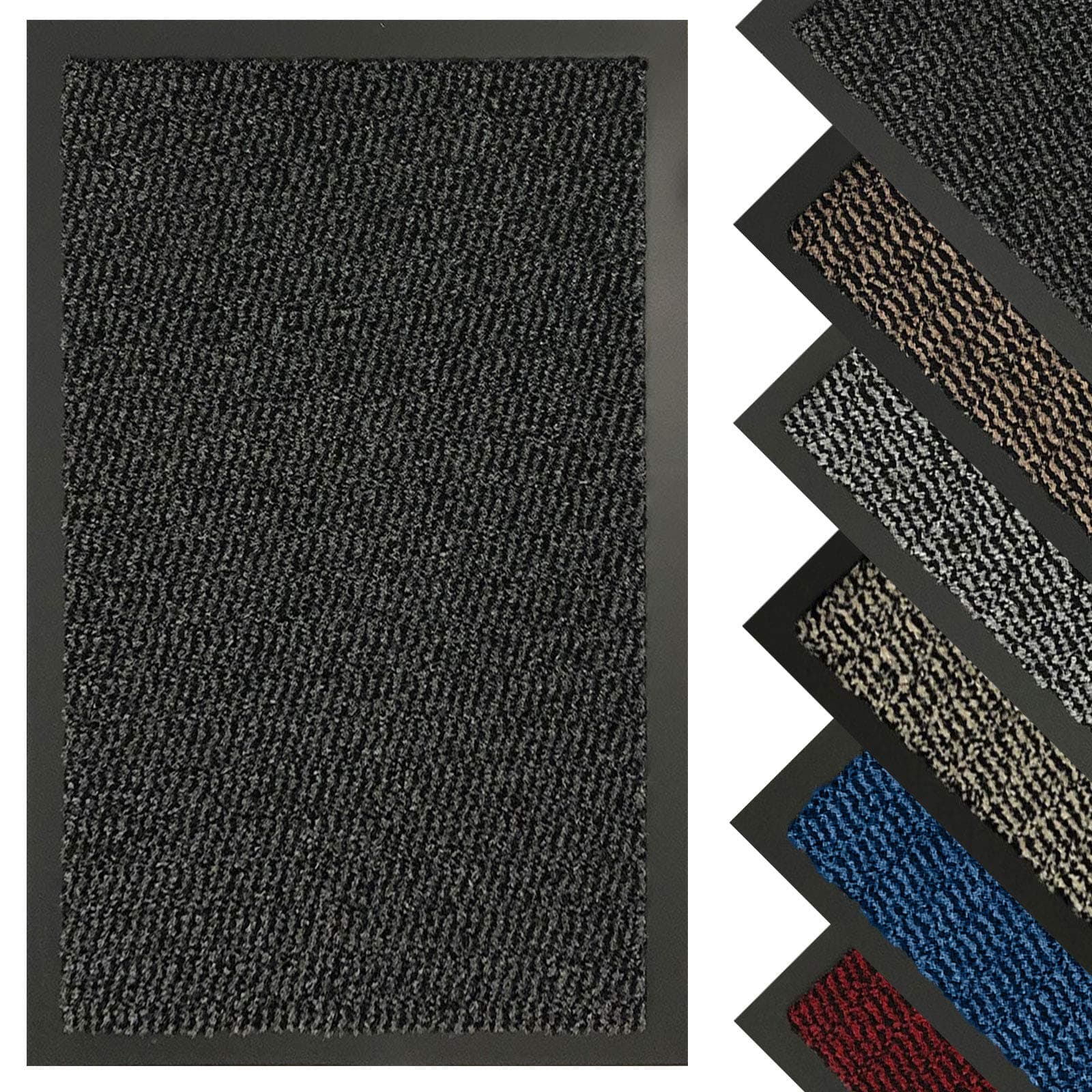 FB FunkyBuyHeavy Duty Barrier Mats Non Slip Rubber Mat Floor Mats Kitchen Rugs Washable Light Weight Rubber Multicolor Door Mat (Anthracite, 60cm x 80cm)