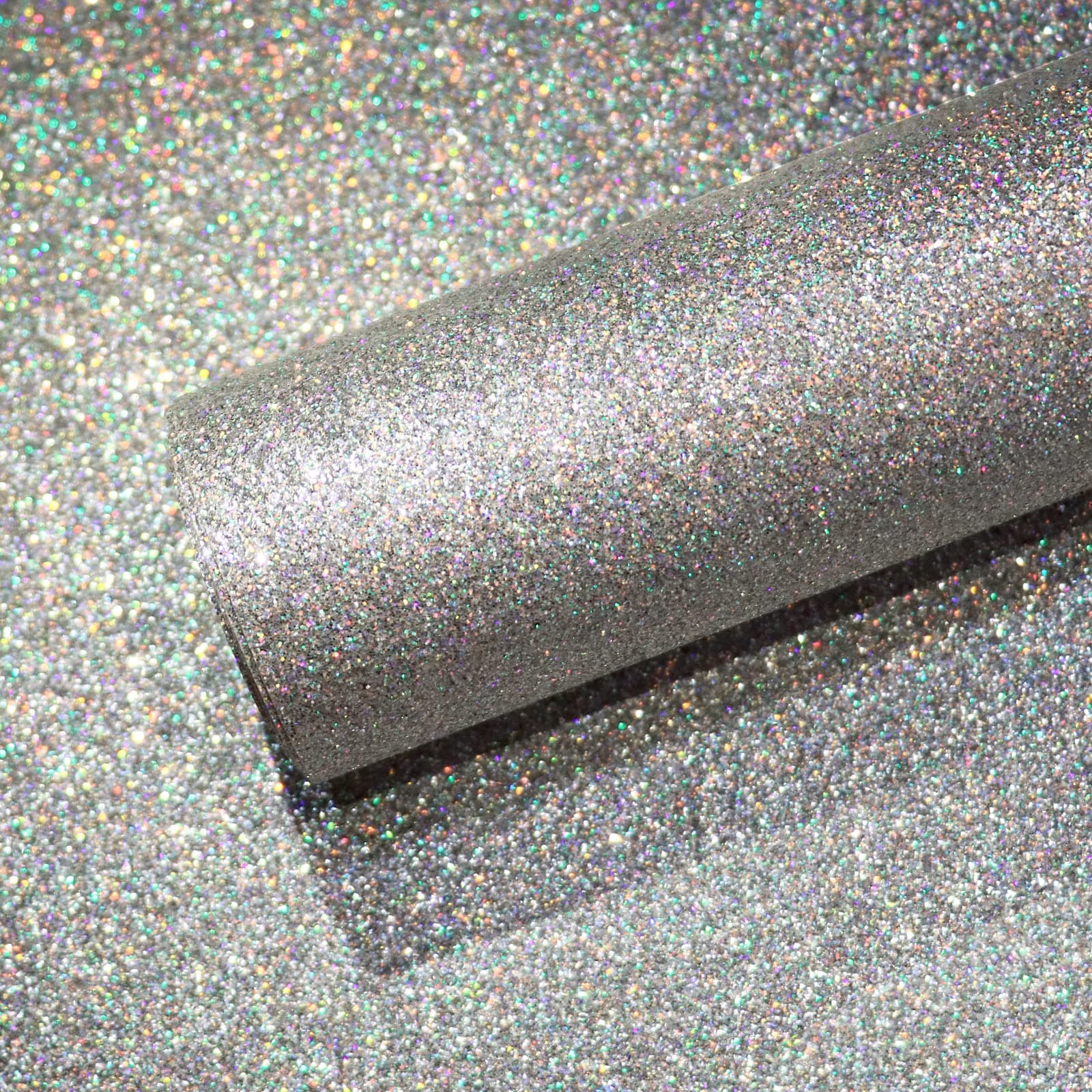 VEELIKE 15.7''x118'' Holographic Silver Glitter Wallpaper Stick and Peel Removable Sparkle Silver Glitter Contact Paper Self Adhesive Glittery Fabric Wall Paper Roll for Bedroom Walls Cabinets Drawers