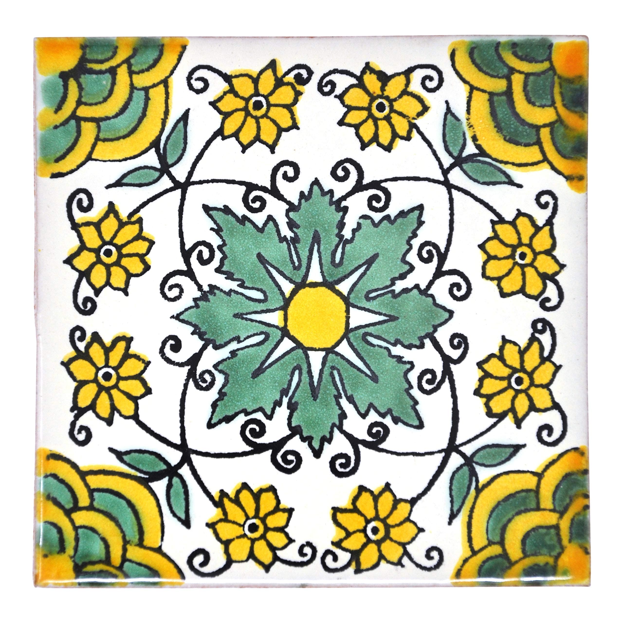Ceramic Mexican Tile – 10.5cm- Handmade and Ethically Traded by Tumia LAC