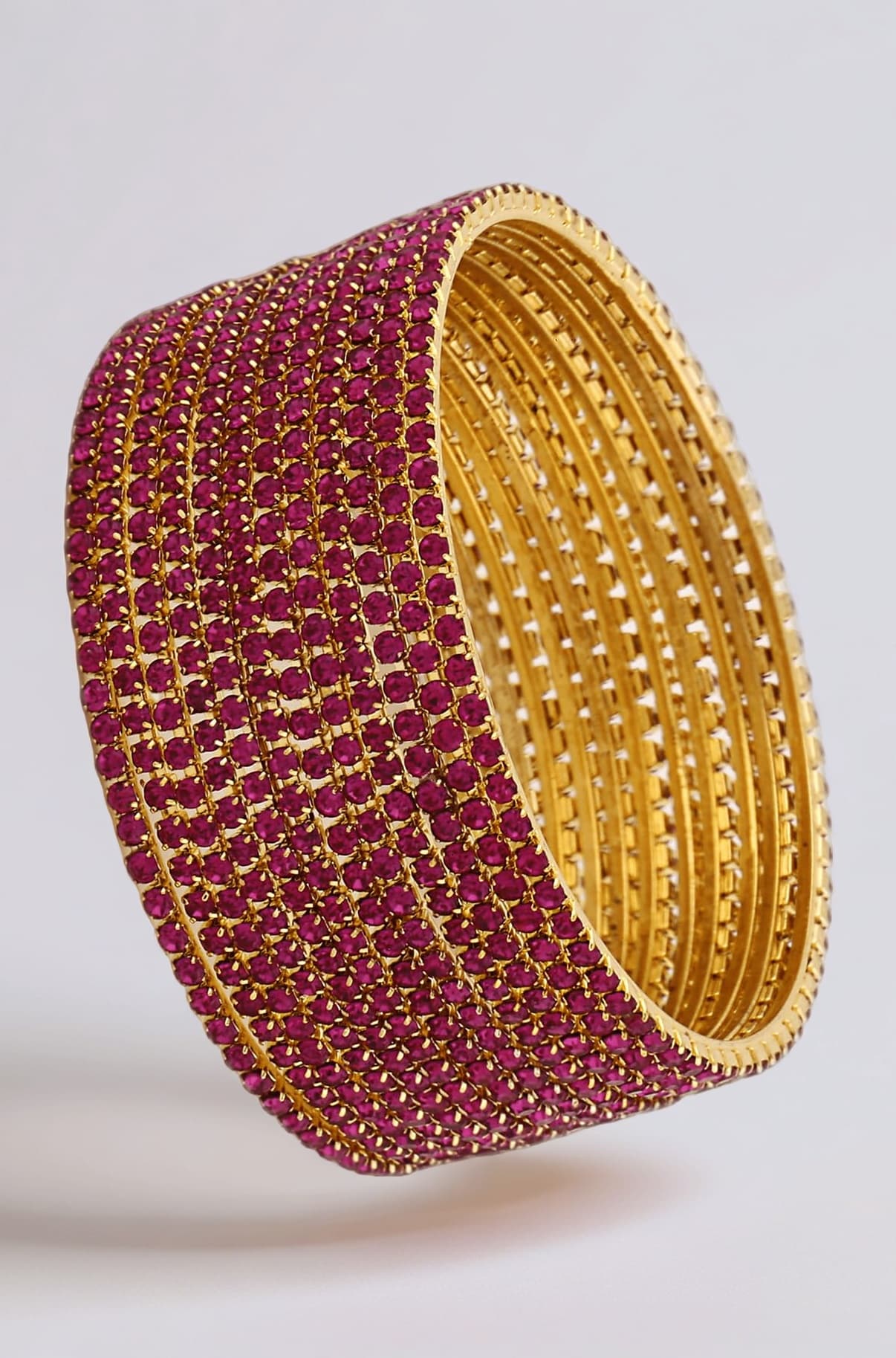 Set of 12 Latest Traditional Design Gold Plated Stone Bangle for Women