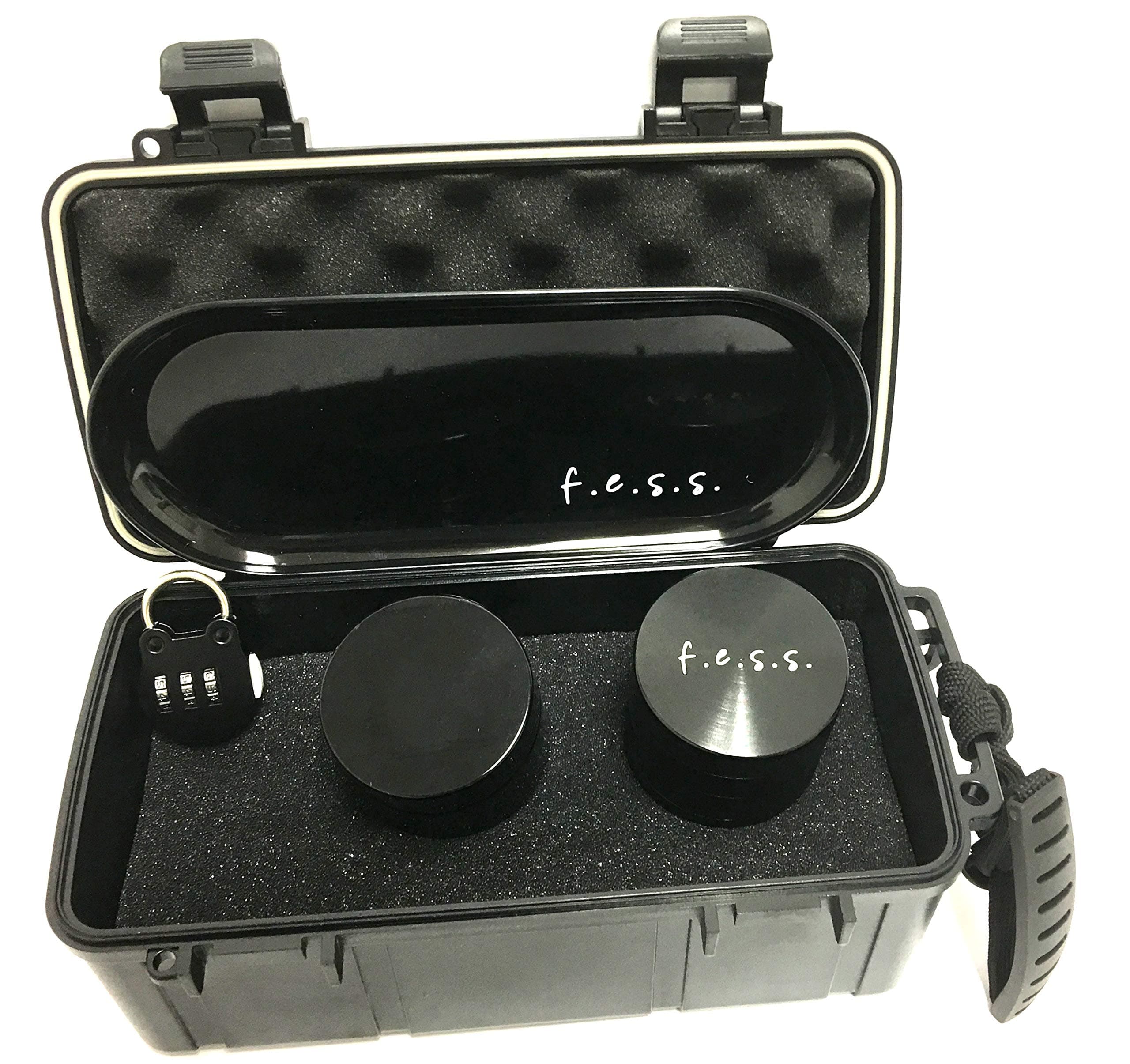 NOOBECR Sudopo FESS Products All in One Locking Box Combo - Water-Resistant, Crush-Proof and Dust-Proof Case with Lock Jar and FESS Rolling Tray - Ultimate Combo