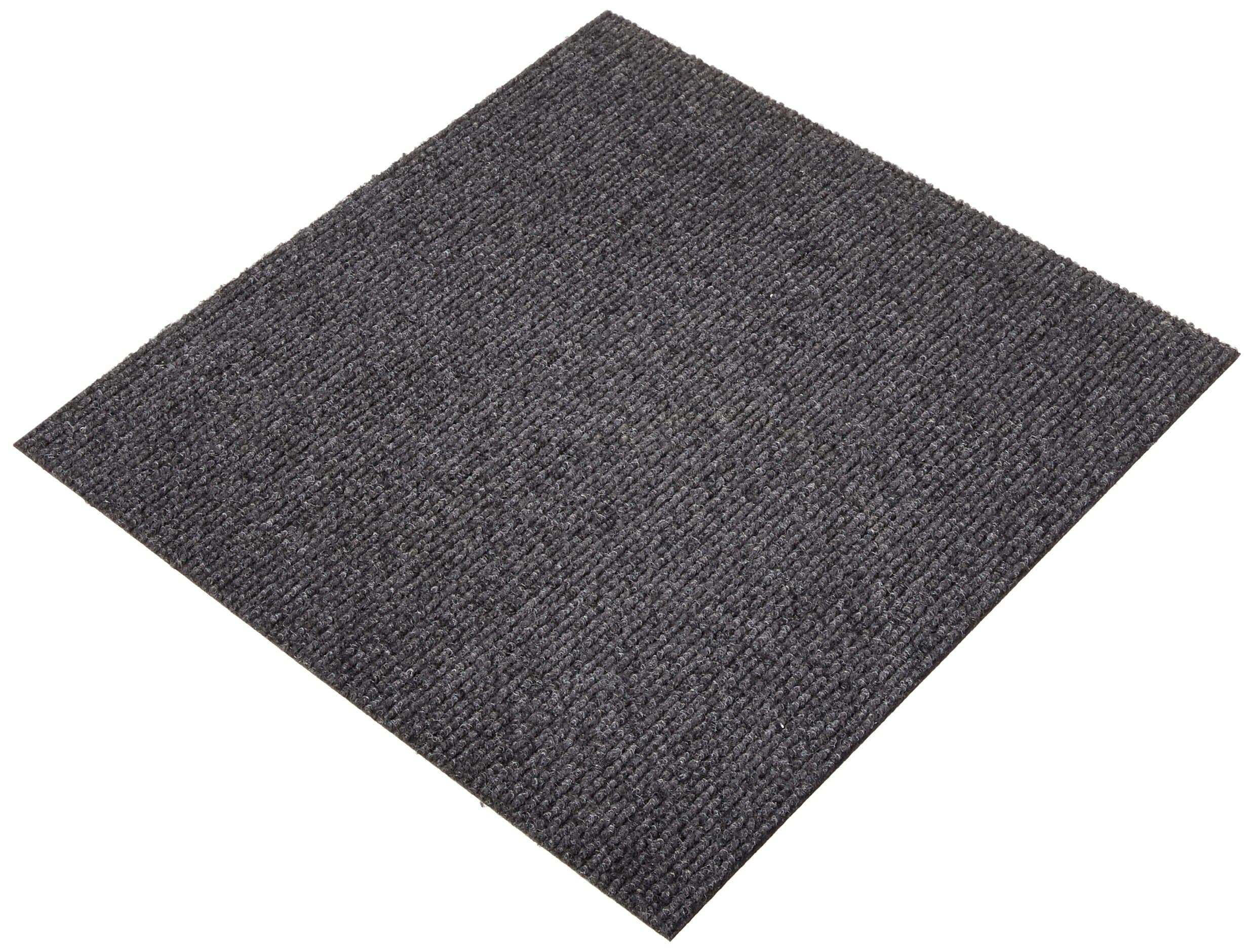 TRILUC Place and Stick Tile Mats, Black, 4 Piece