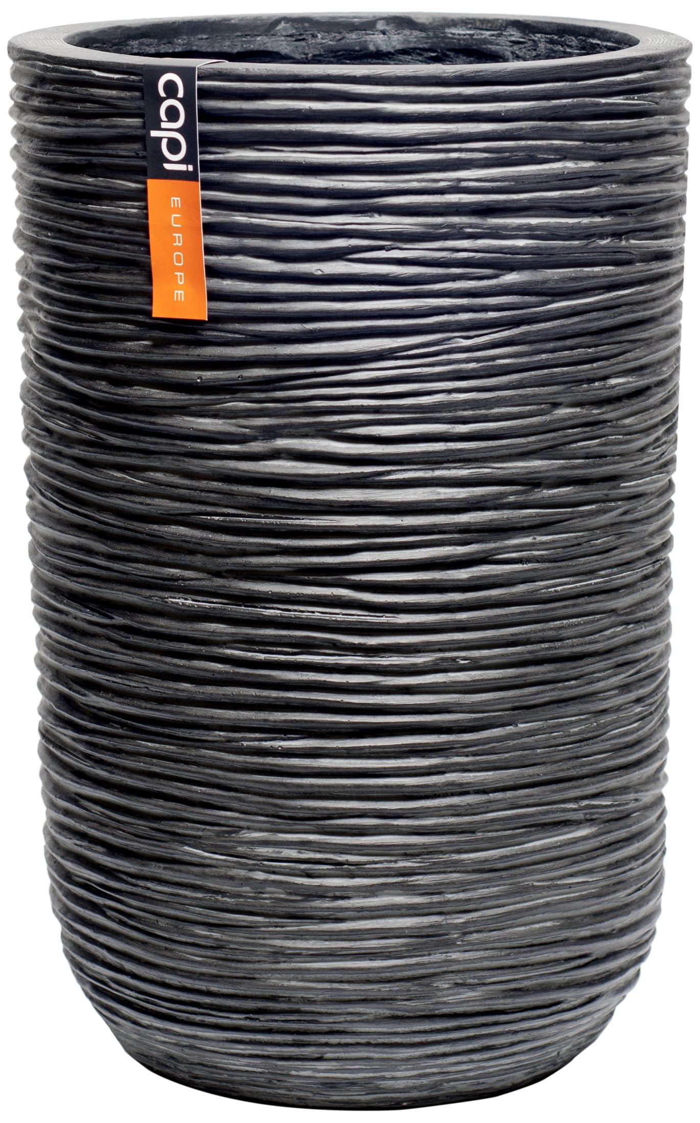 Capi Lux 32 x 48 cm Ribbed Cylinder Planter II - Black