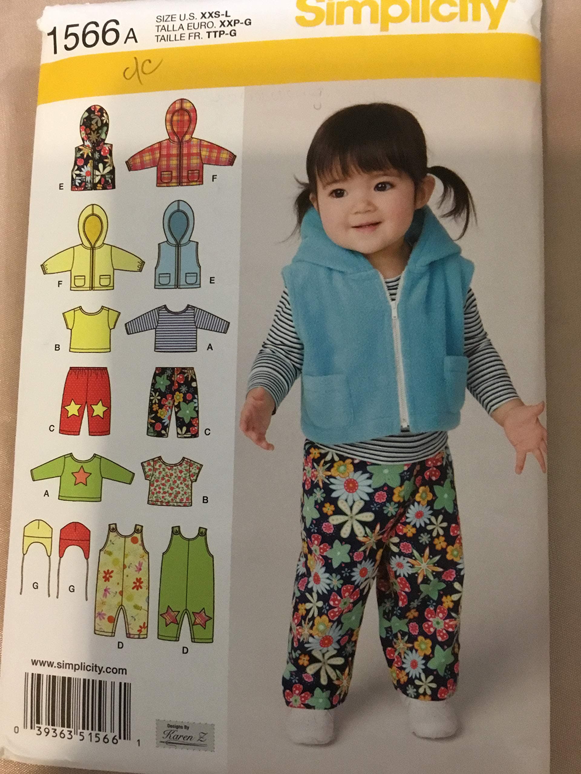 1566 Baby Winter Clothes Sewing Patterns by Karen Z, Sizes XXS-L