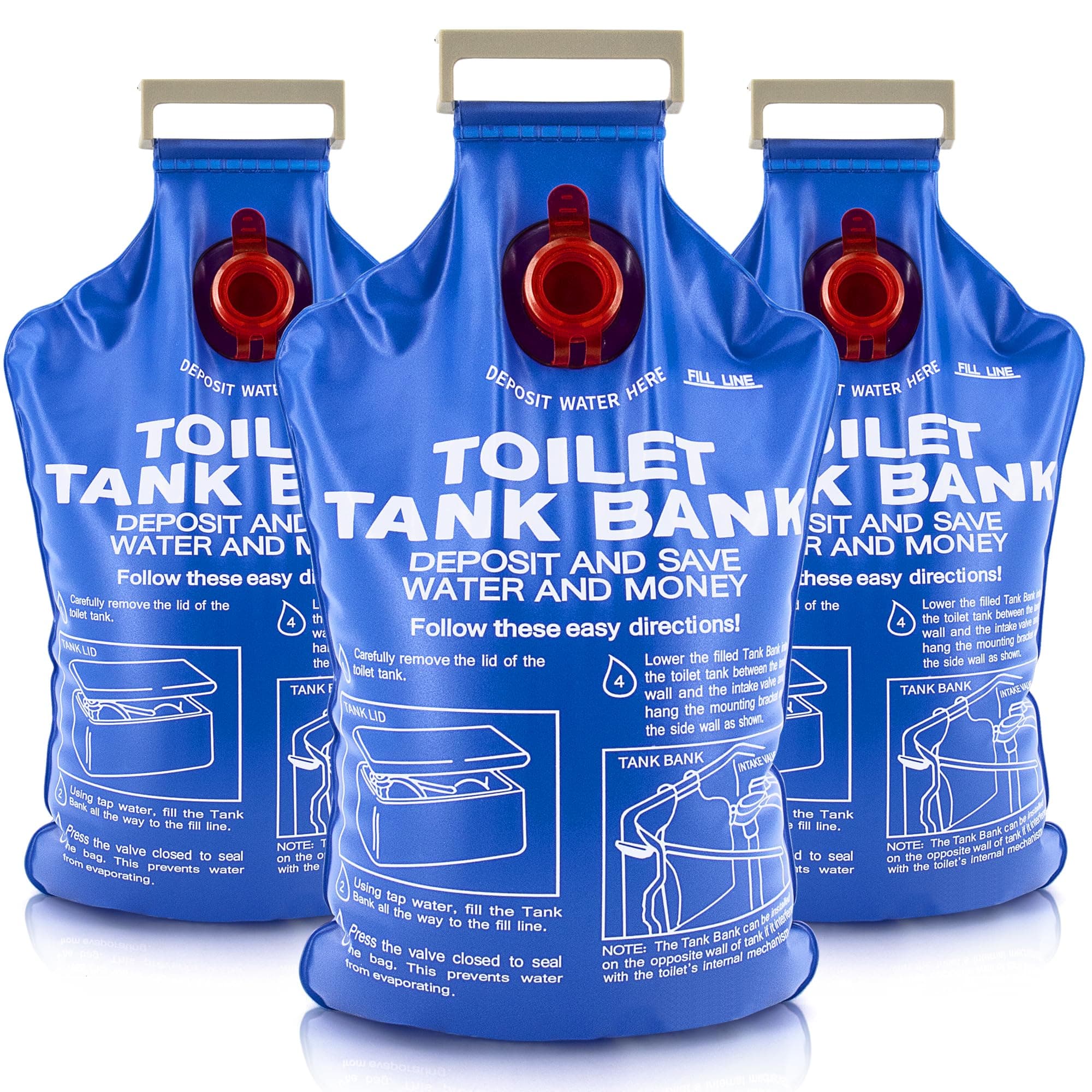 W WINTHORPE PRODUCTS FOR THE PLANET Toilet Tank Bank Insert 3-Pack, Water-Saving Device, Saves 95+ Ounces Per Flush, Brick and Bottle Alternative, Less Efficient Older Toilets to Save Water