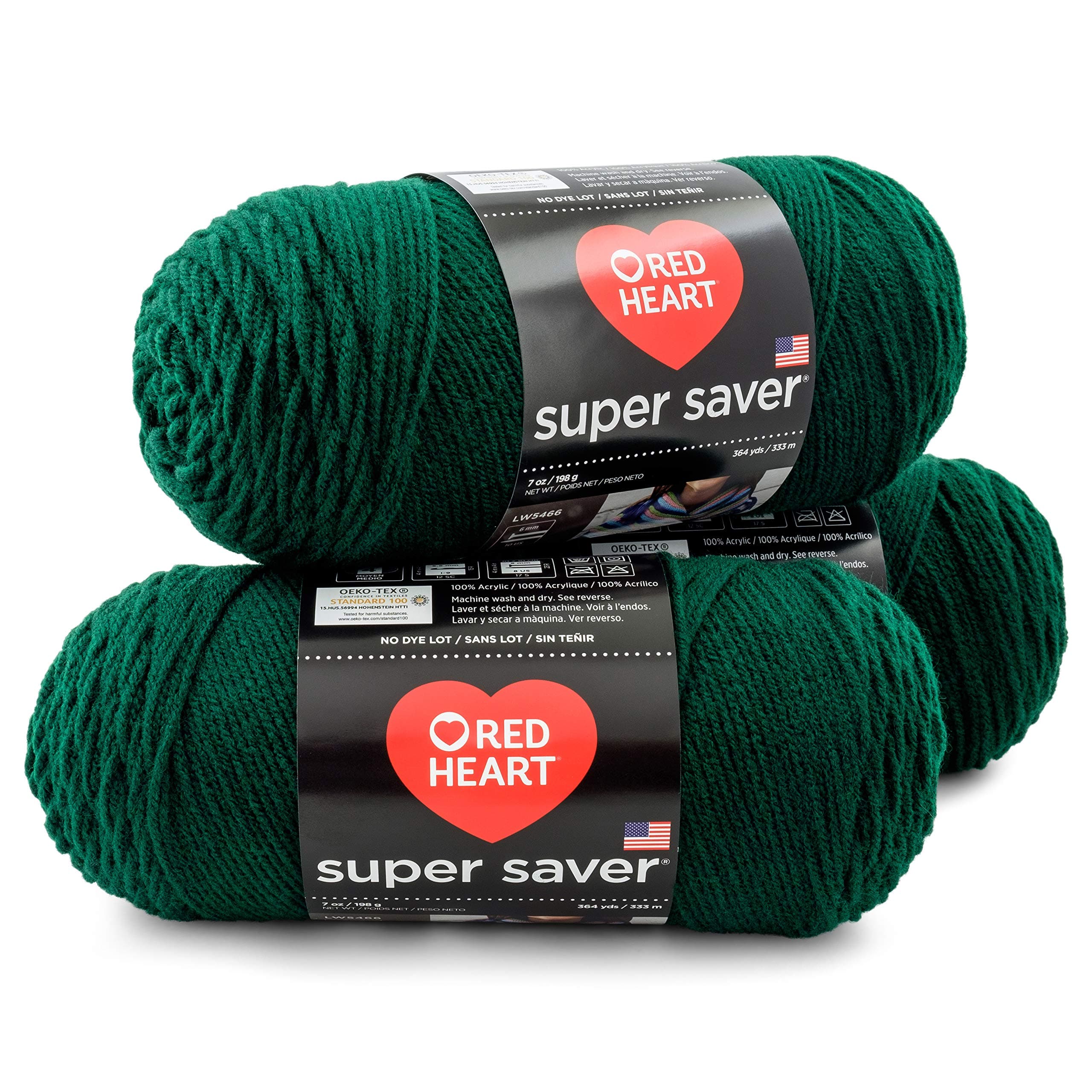 RED HEART E300PK.0389 Super Saver 3-Pack yarn, Hunter Green