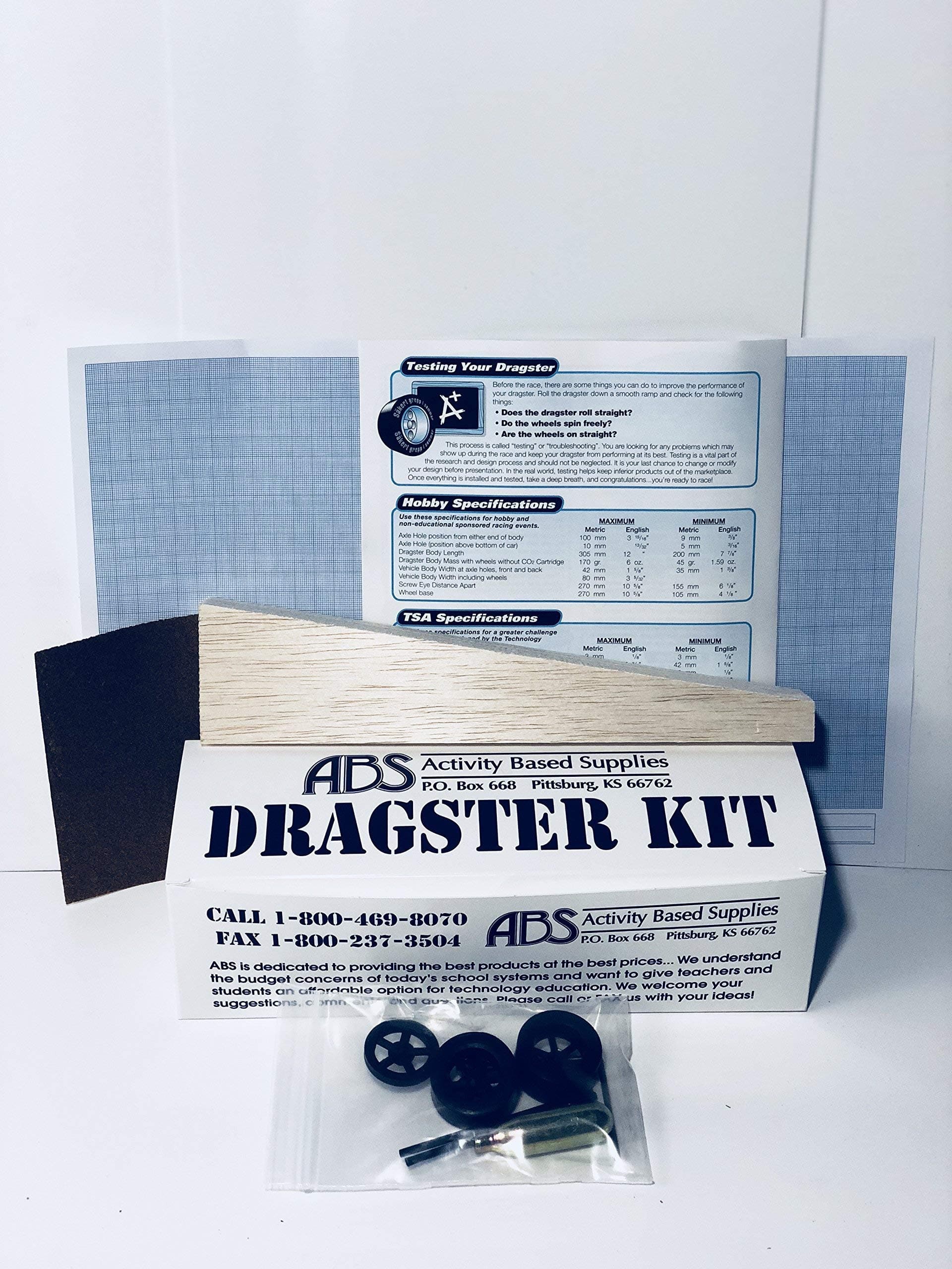 Balsa Co2 Dragster Car Kit Without Styrofoam Blank - LSRAV/Metric - Wooden Project Kit for Building a Drag Racing Co2 Powered Car - Create and Race Your Own Fast Dragster - Student Classroom Projects