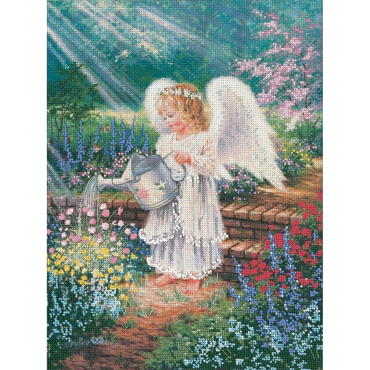M C G Textiles 14 Count an Angel's Gift Embellished Counted Cross Stitch Kit, 9 by 12-Inch
