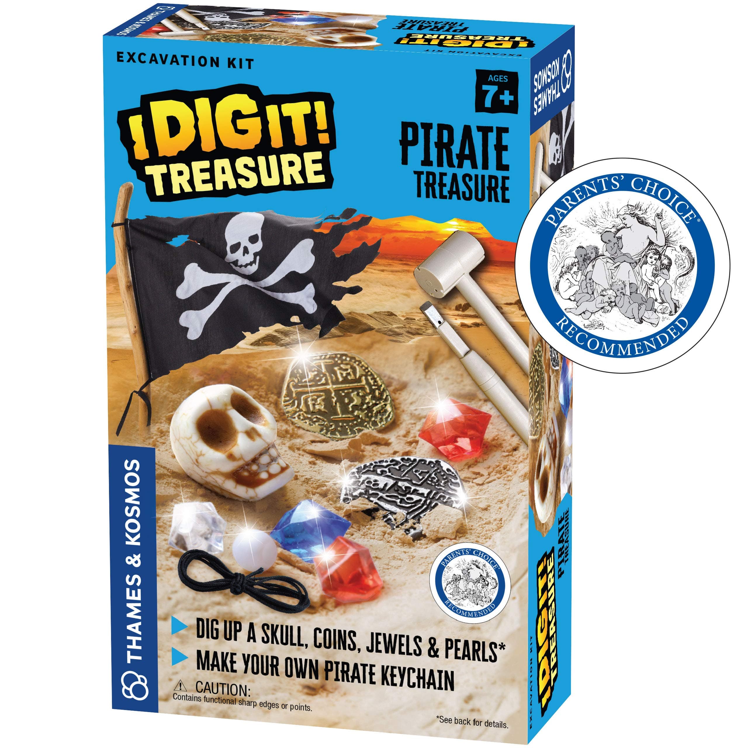 I Dig It! Treasure - Pirate Treasure Excavation Kit | Explore Archaeology | Dig Treasure Out of a Plaster Block! | Unique Composition for a Fun, Dust-Free Educational Activity, Blue
