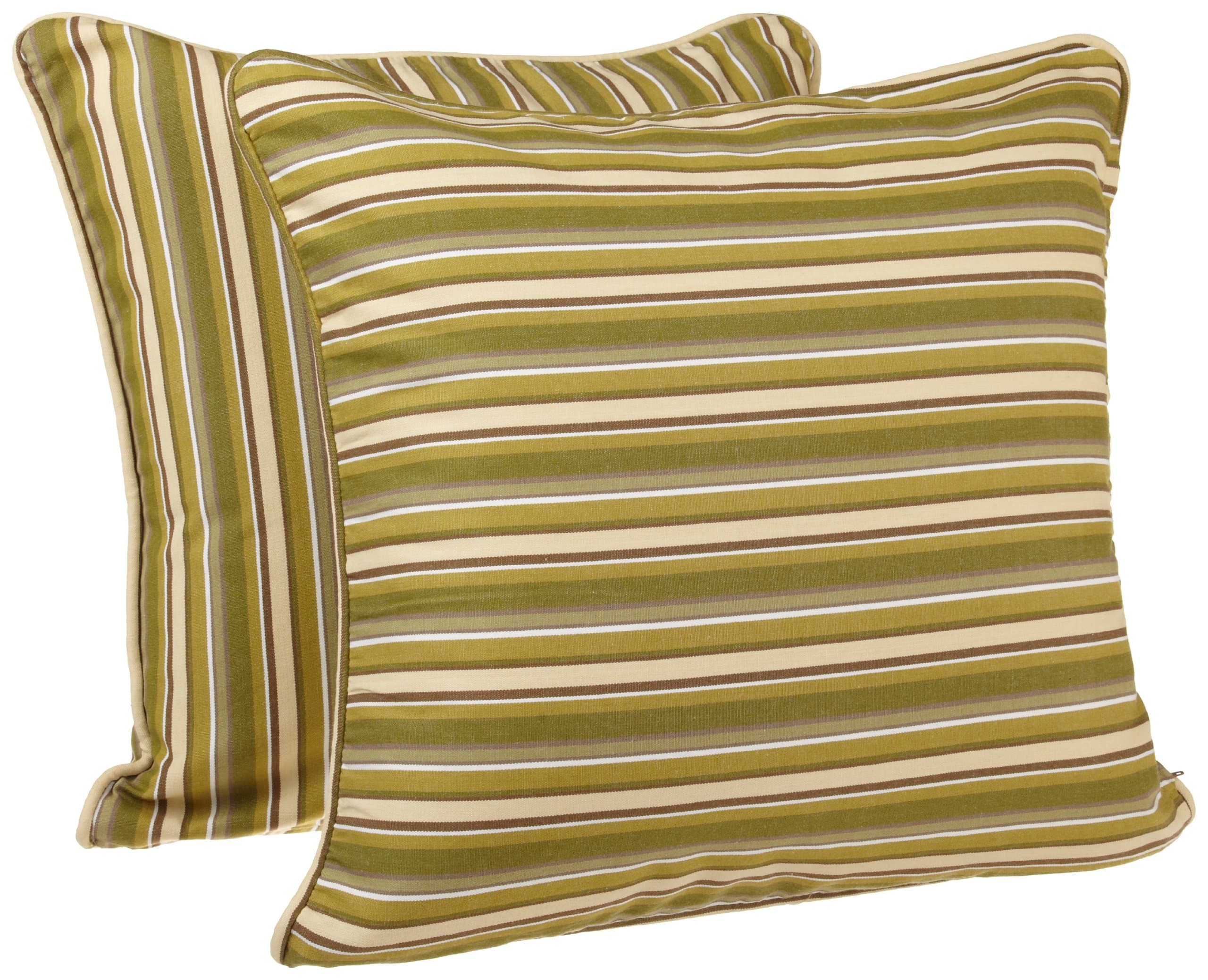 18-Inch by 18-Inch Devon Stripe Cushion Cover, Moss, Set of 2