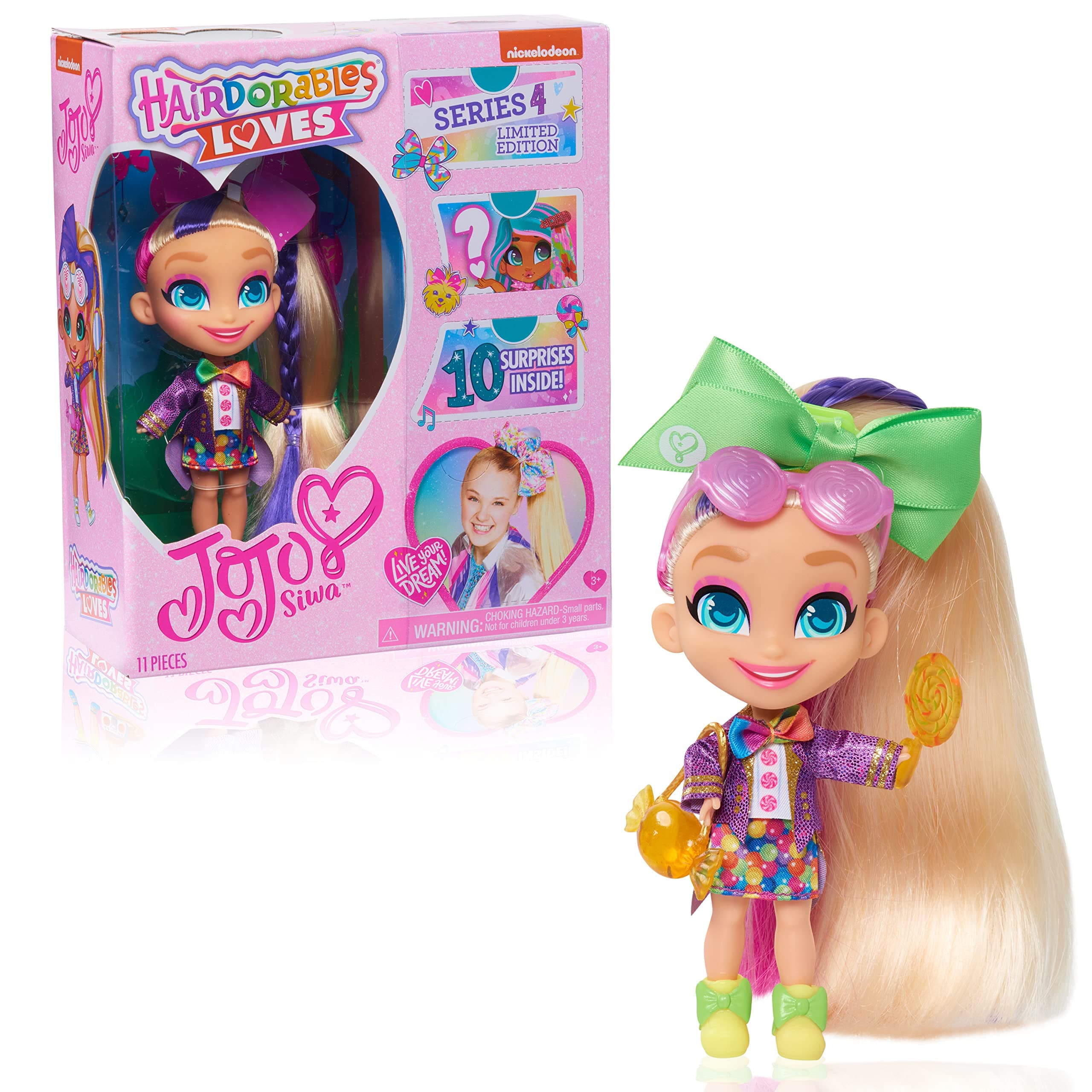 Hairdorables Loves JoJo Limited Edition Collectible Doll, Series 4, Candy Time, Includes 10 Surprises, Kids Toys for Ages 3 Up by Just Play