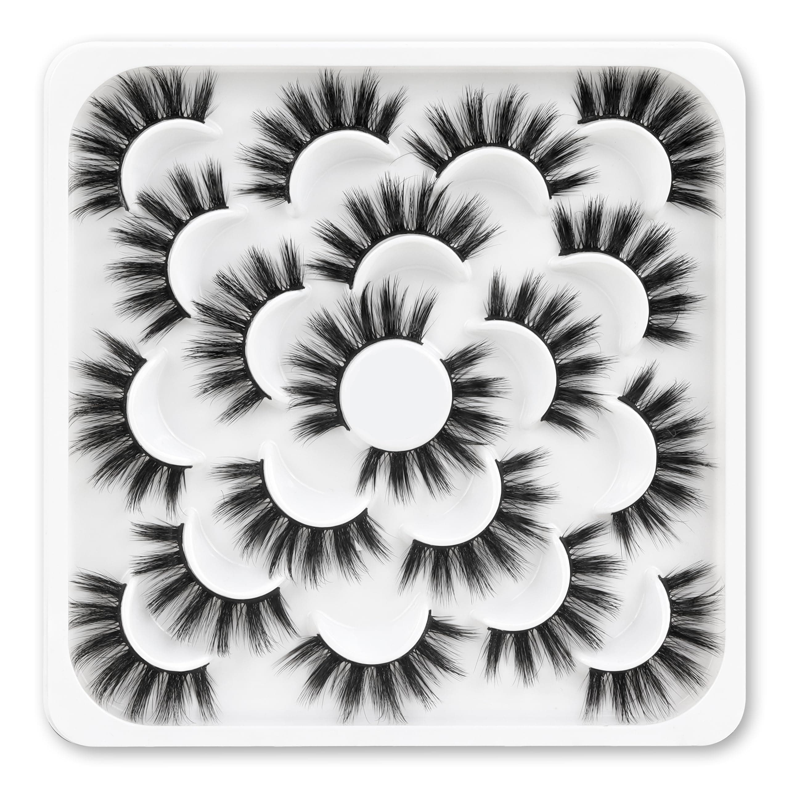 Veleasha Lashes Wispy False Lashes Strips Natural Fluffy Eyelashes 18mm 3D Fuax Mink False Eyelashes Soft Lightweight Strip Lashes Manga Fake Eyelashes 10 Pairs Pack (V07)