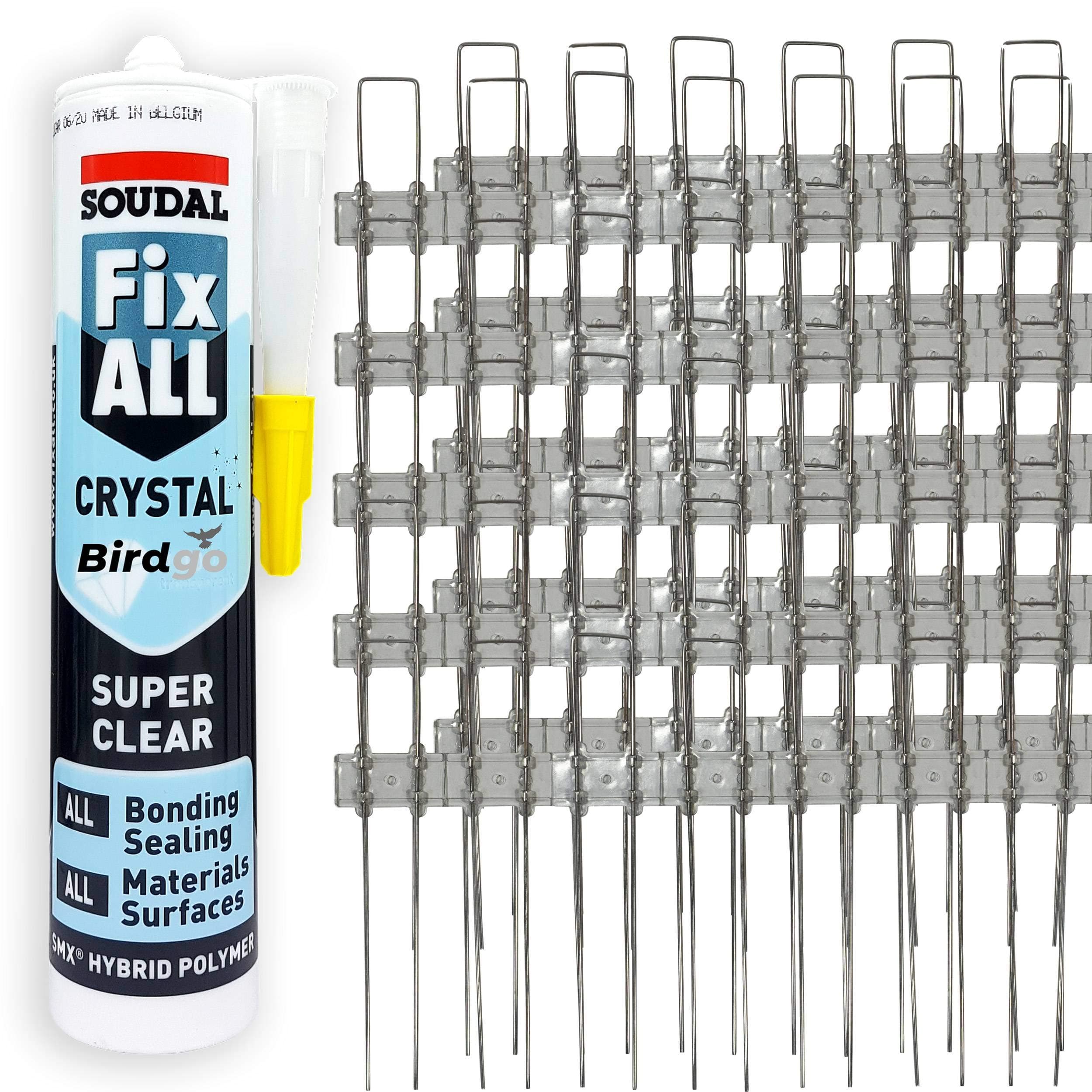 Birdgo 5m x 160mm Solar Panel Prevention Spike Kit - No Drill Stainless Steel Control to Stop Pigeons Nesting (Includes Adhesive)