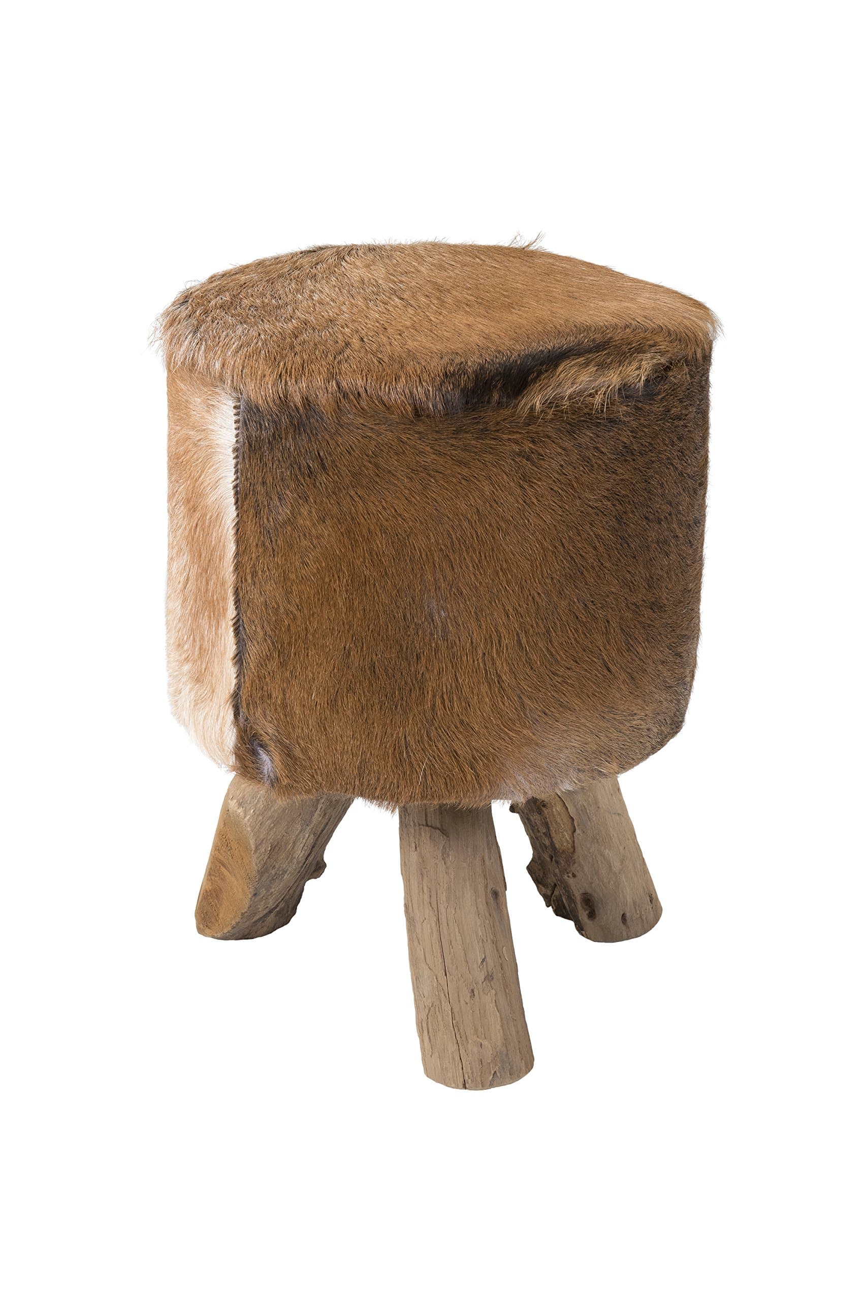 EAST at MAIN Nellie Brown Natural Hide Stool, (12x12x18)