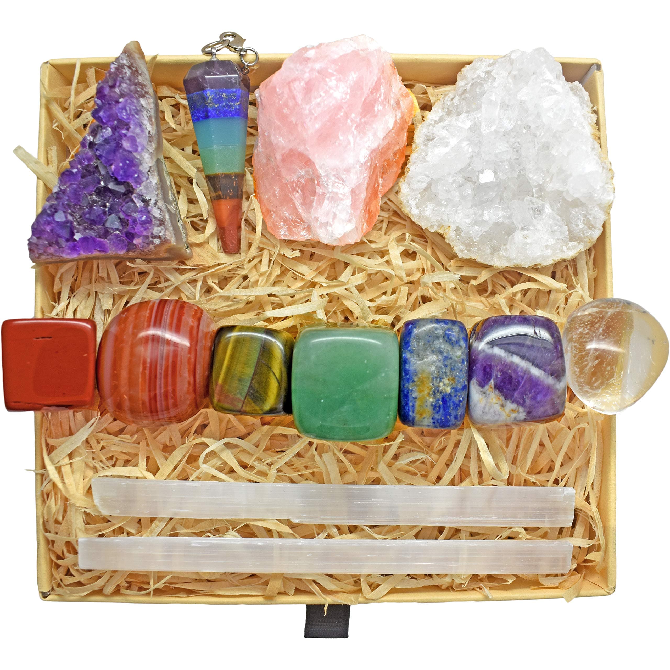 Zenluma Healing Crystals Set - Meditation Crystals and Healing Stones Set for Gemstone Healing, 13 Crystals for Beginners and Advanced Practitioners, Gift-Ready Crystal Chakra Set with eBook Guide