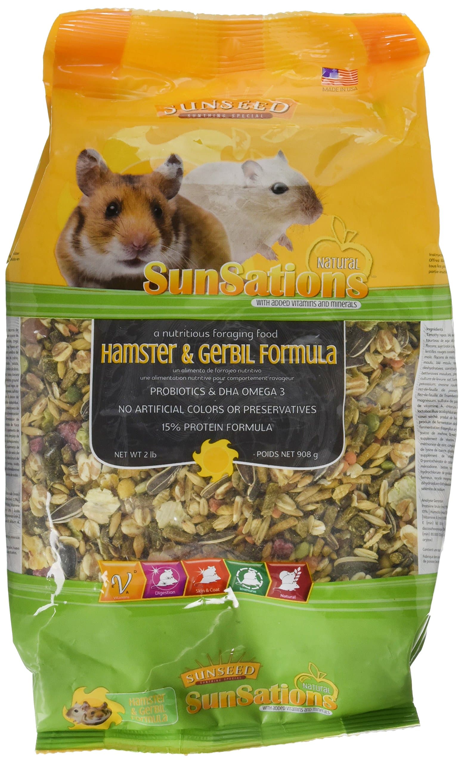 Sunseed Company 36058 1 Piece Sunsations Natural Hamster/Gerbil Formula Food Treat, 2 Lb