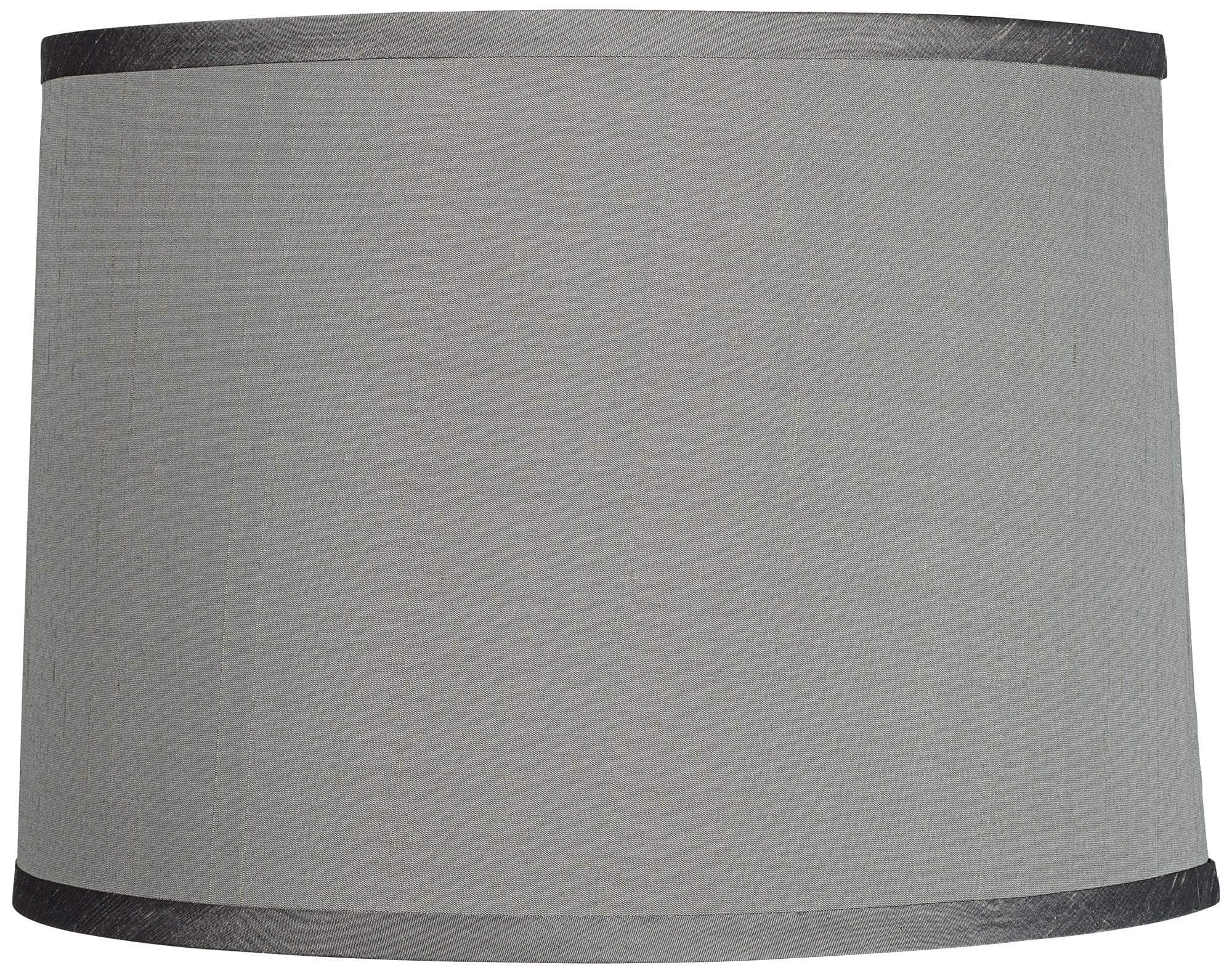 Platinum Gray Large Dupioni Silk Lamp Shade 13" Top x 14" Bottom x 10" Slant x 10" High (Spider) Replacement with Harp and Finial - Springcrest