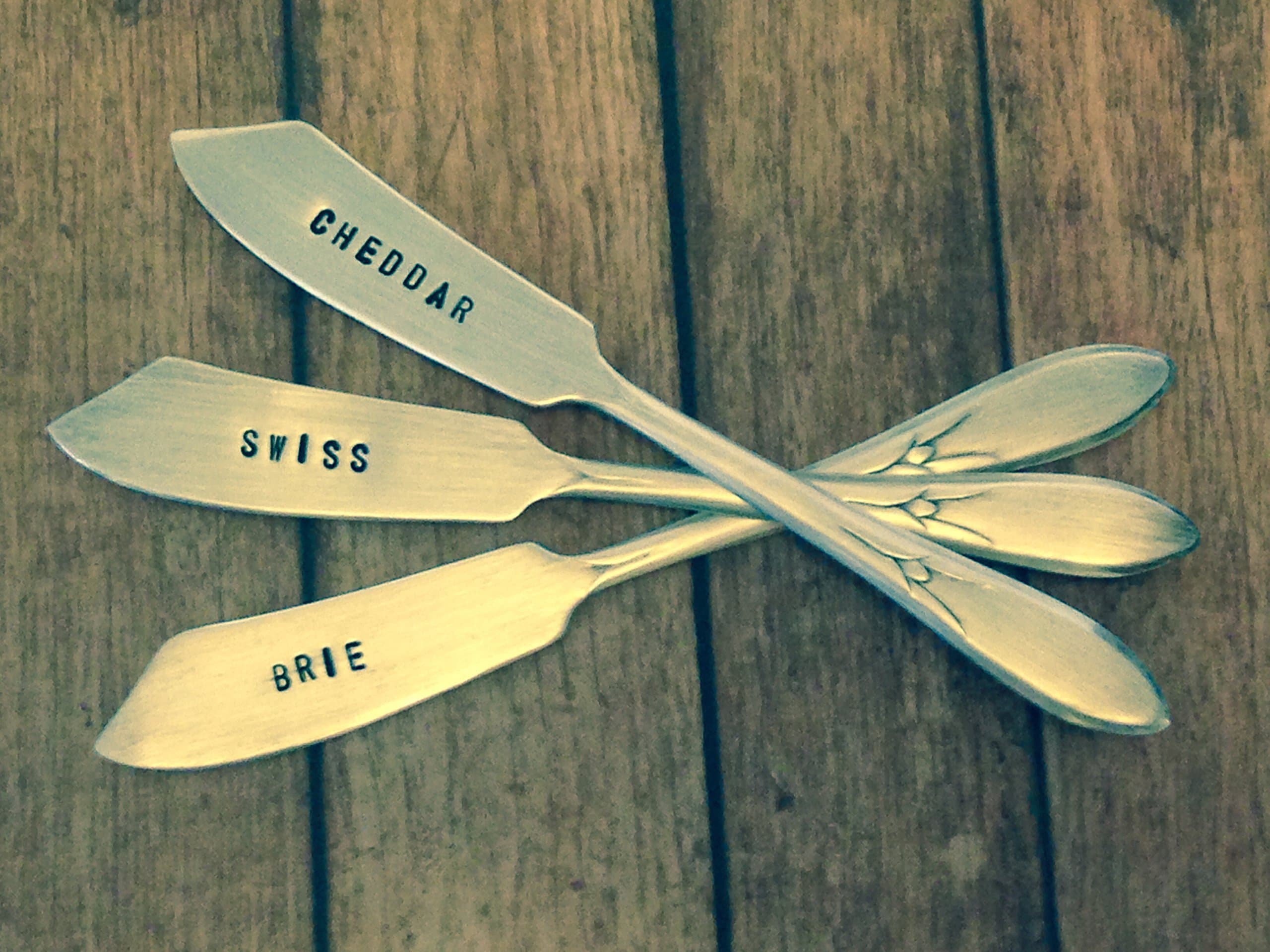Cheese Knives hand-stamped, butter knife for serving, customizable cheese spreaders, holiday sayings, great neighbor gifts, perfect for holiday parties
