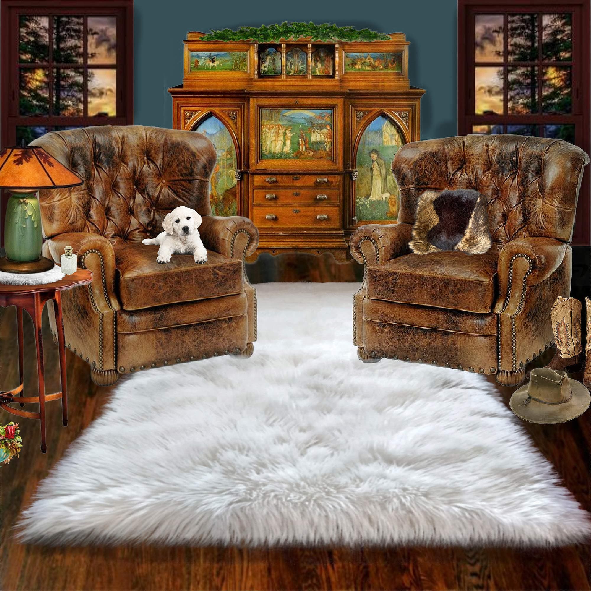 Shaggy Area Rug, Shag Rug, White, Rectangle, Soft Back 40"x60"