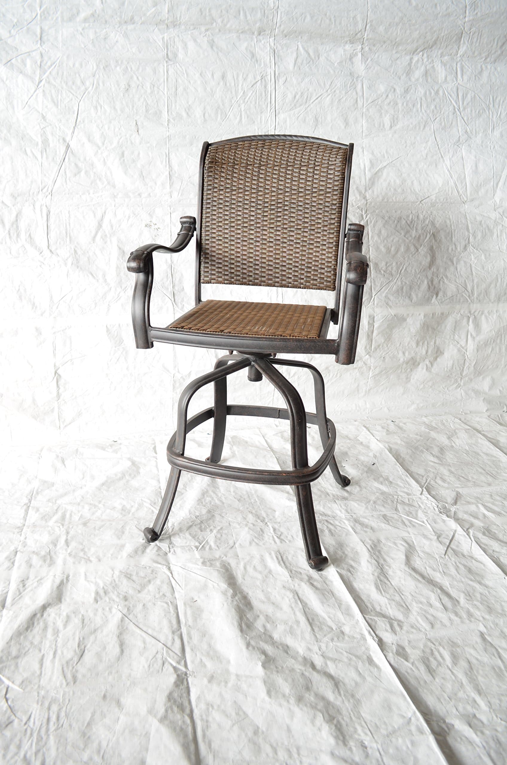 Santa Clara Outdoor Patio Set 6pc Swivel Barstools 30" H Dark Bronze Cast Aluminum