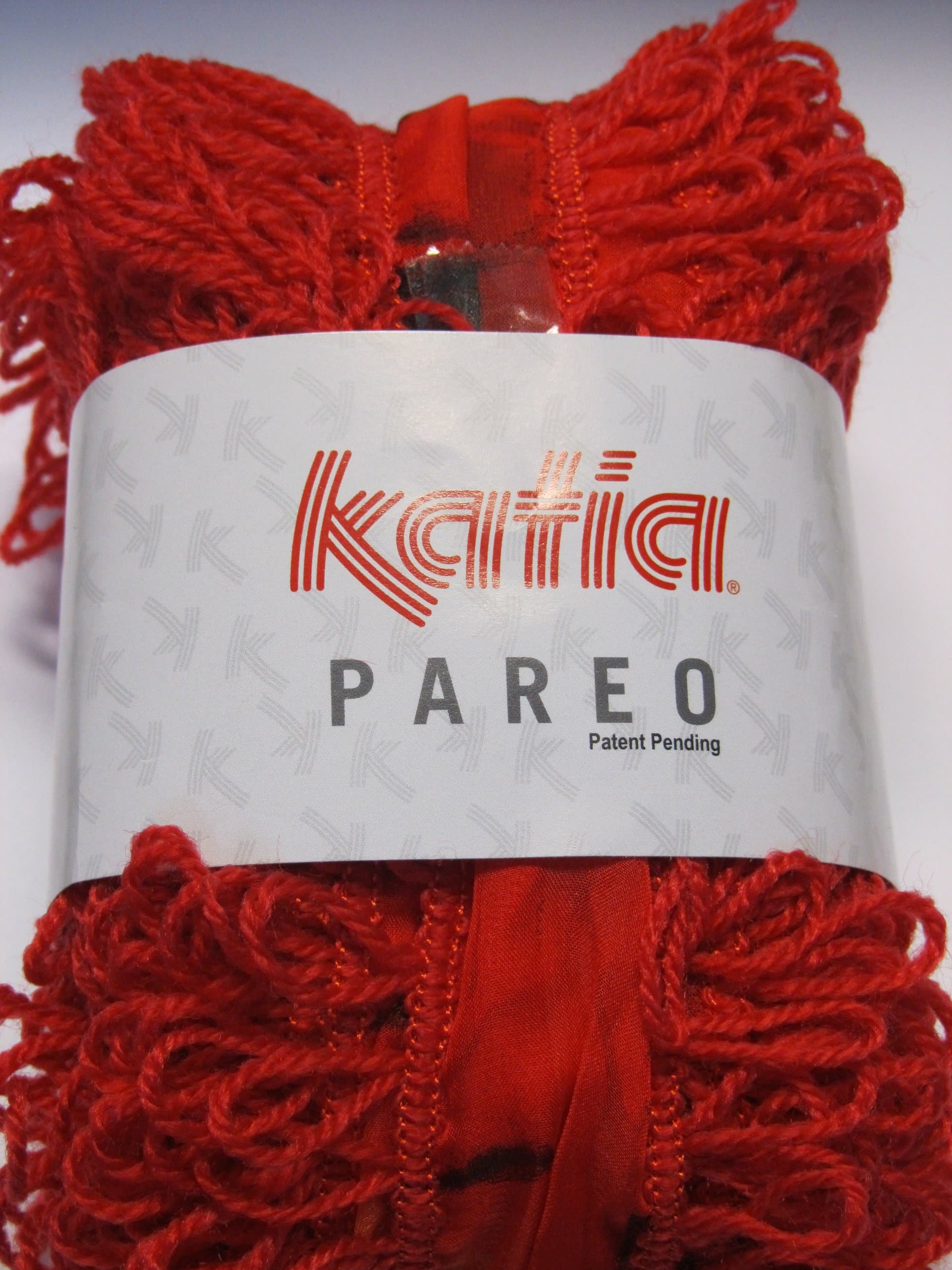 Katia Pareo Chiffon Wrap/Scarf Knitting Yarn Red Edges with Oblong Print 105 - per hank