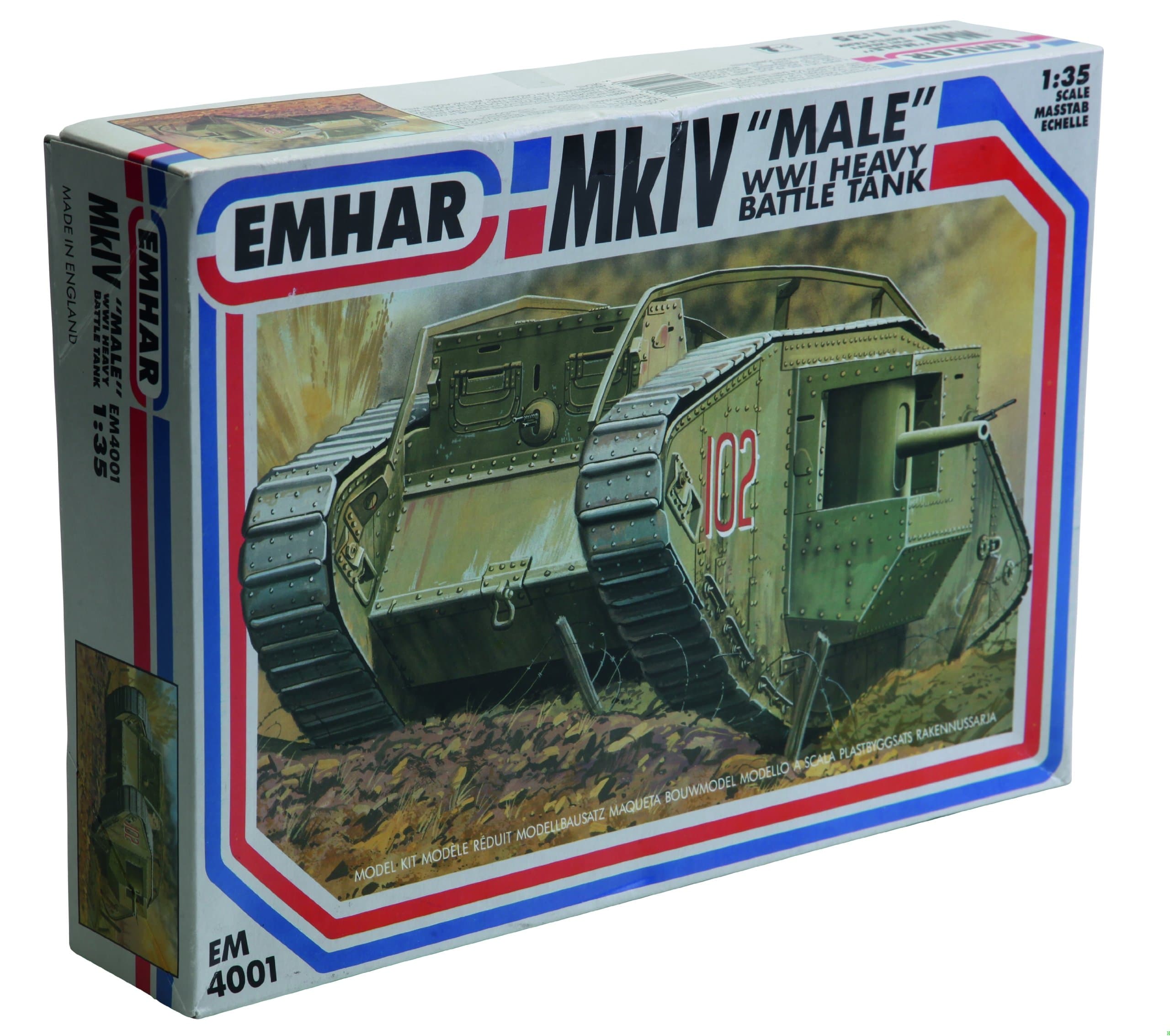 Emhar Models Mk.IV Male WWI Heavy Battle Tank Vehicle Model Building Kit