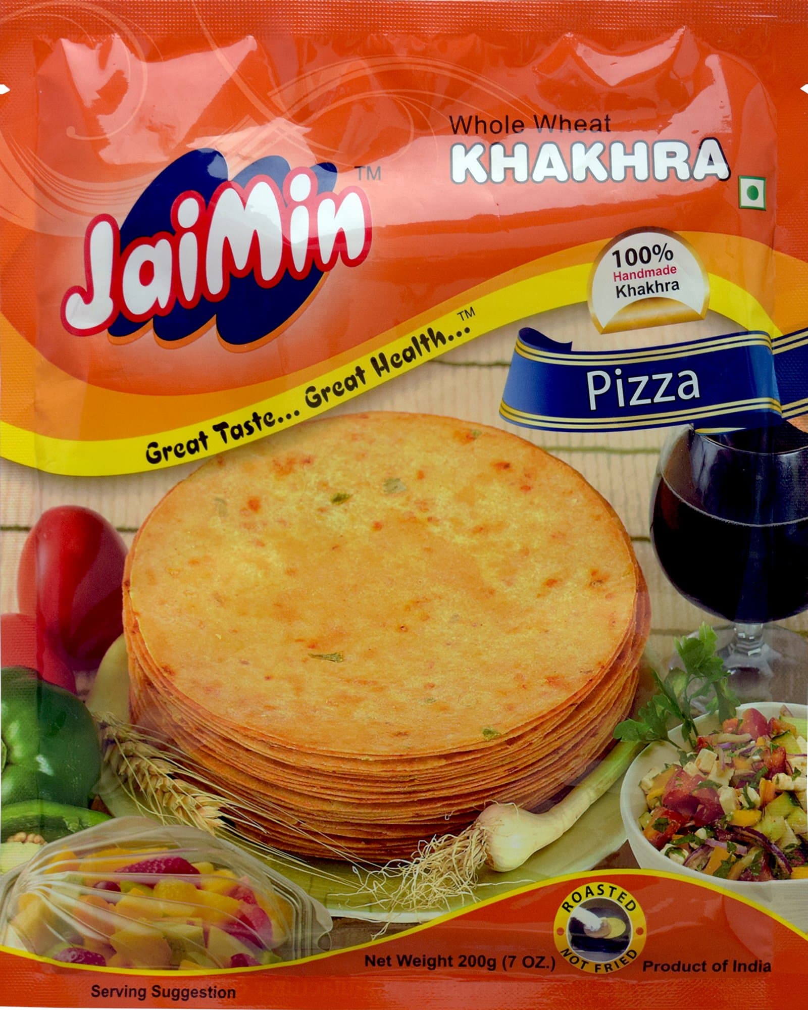 Jaimin Whole Wheat Pizza Khakhra - (Pizza Flavour Wheat Snack) - 200g