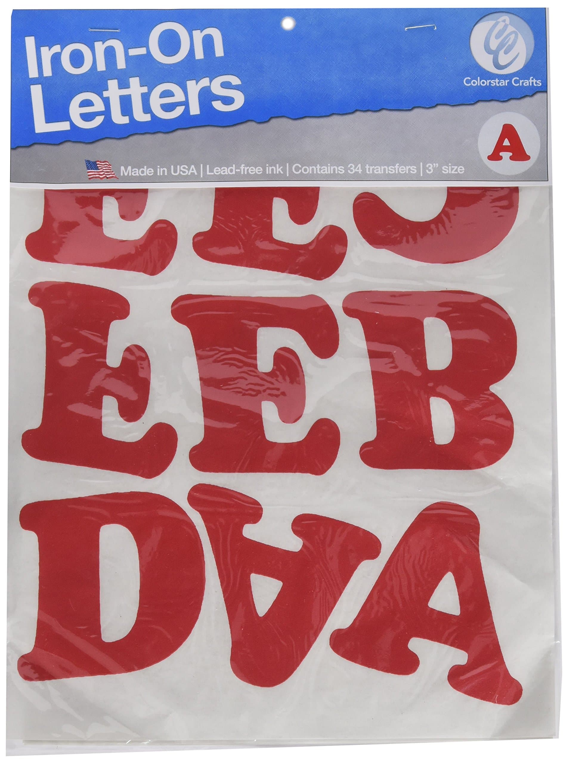 COLORSTAR CS-1005-4000 Iron On Red Oversize Letters 3In