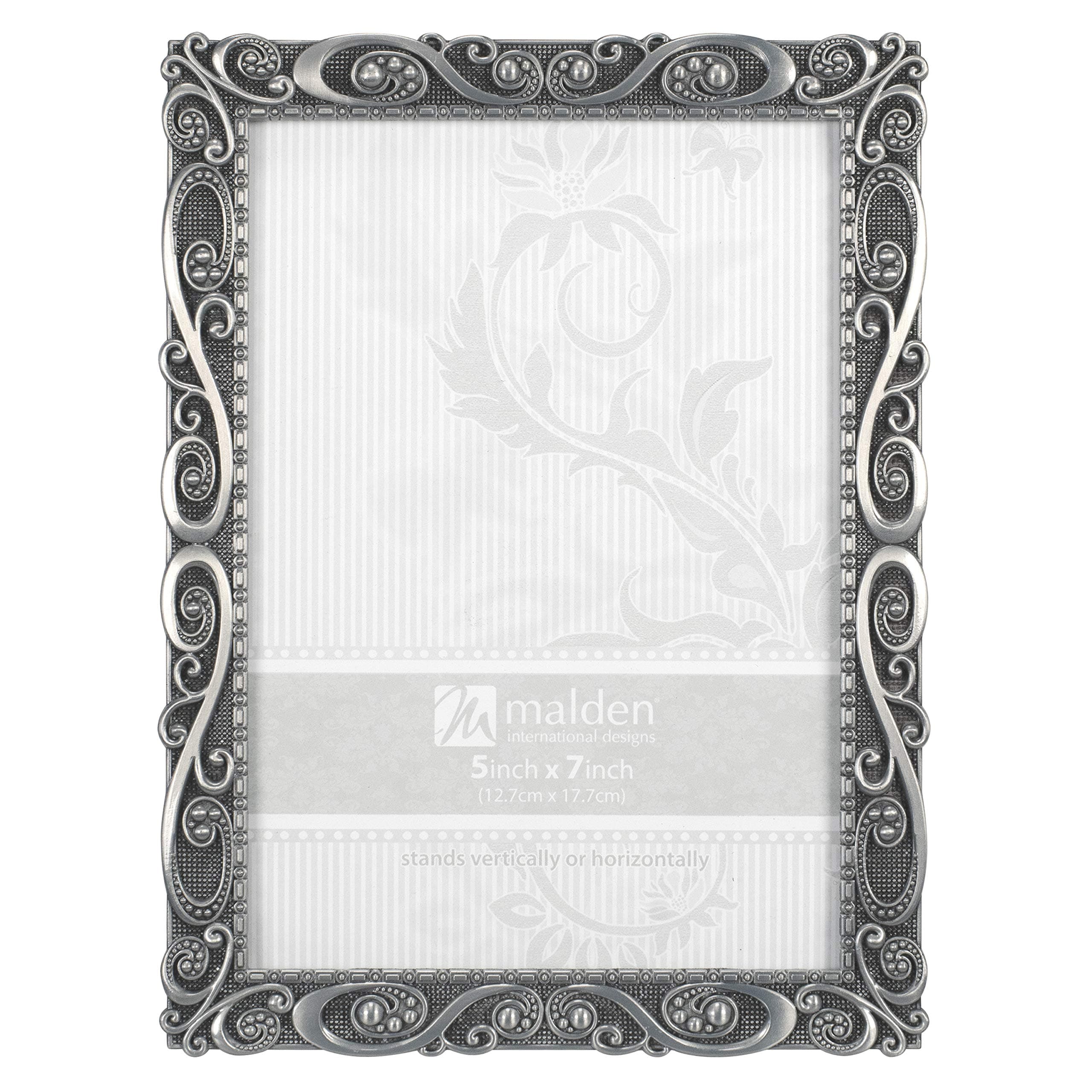 International Designs 5371-57 Morgan Pewter Metal Picture Frame, 5x7, Silver