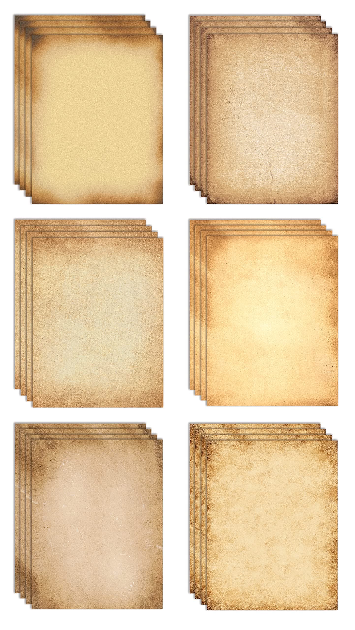 Better Office Products Stationery Paper, 100 Sheets, Aged Look Vintage Antique Old Fashion Parchment Paper, Letter Size 8.5 x 11 inch, Double Sided Printing Paper, 6 Designs, 100 Pack