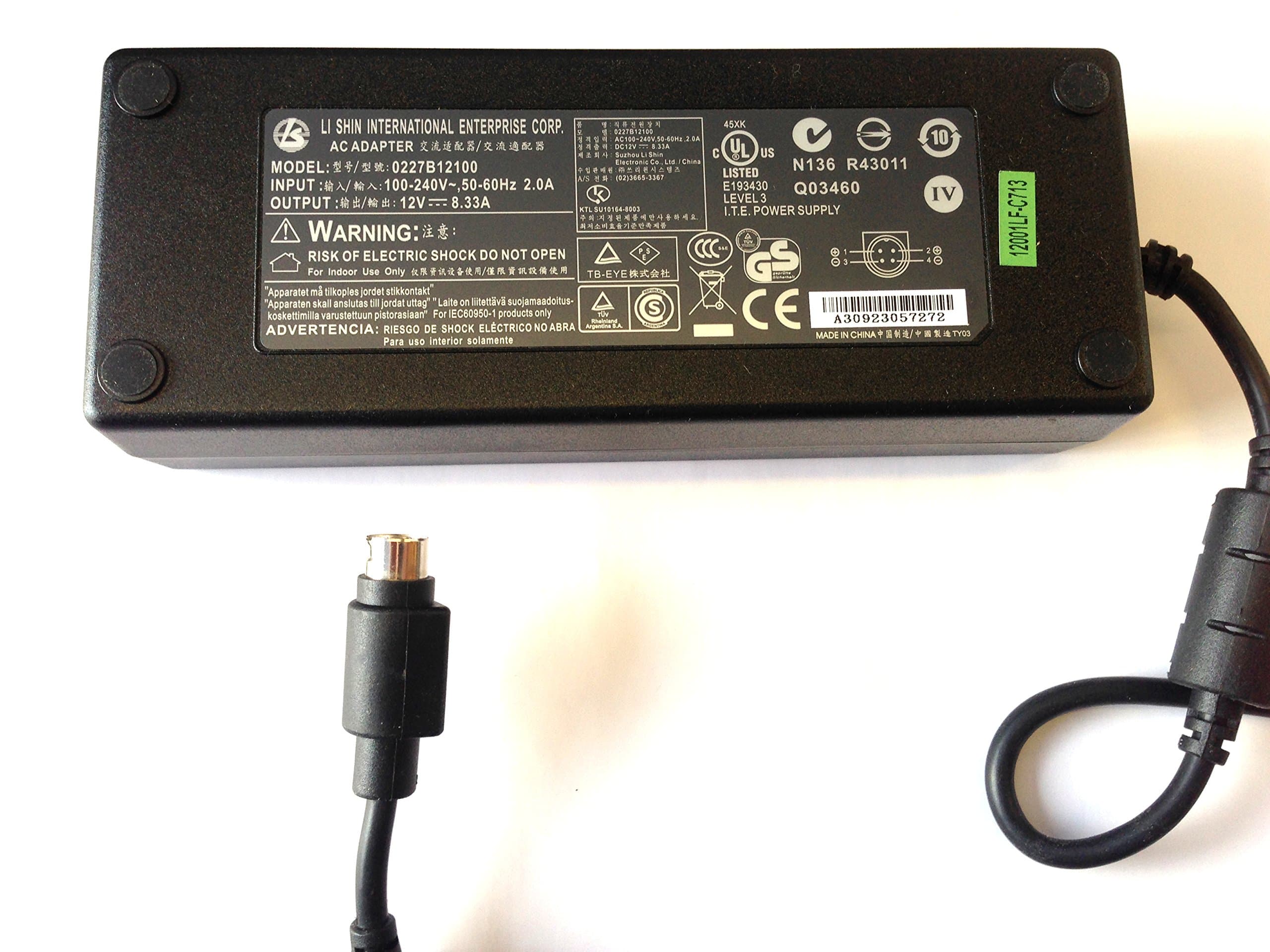 LI SHIN 0227B12100 POWER SUPPLY AC ADAPTER 12V 8.33A 4 PIN DIN