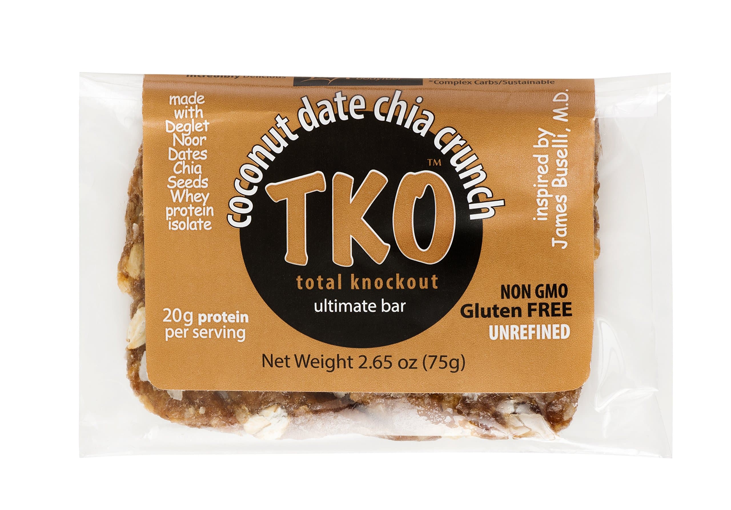 Jumpstart Bodyfuel TKO All Natural Gluten Free Protein Bars Coconut Date Chia Crunch, 2.65 oz (12 Pack)