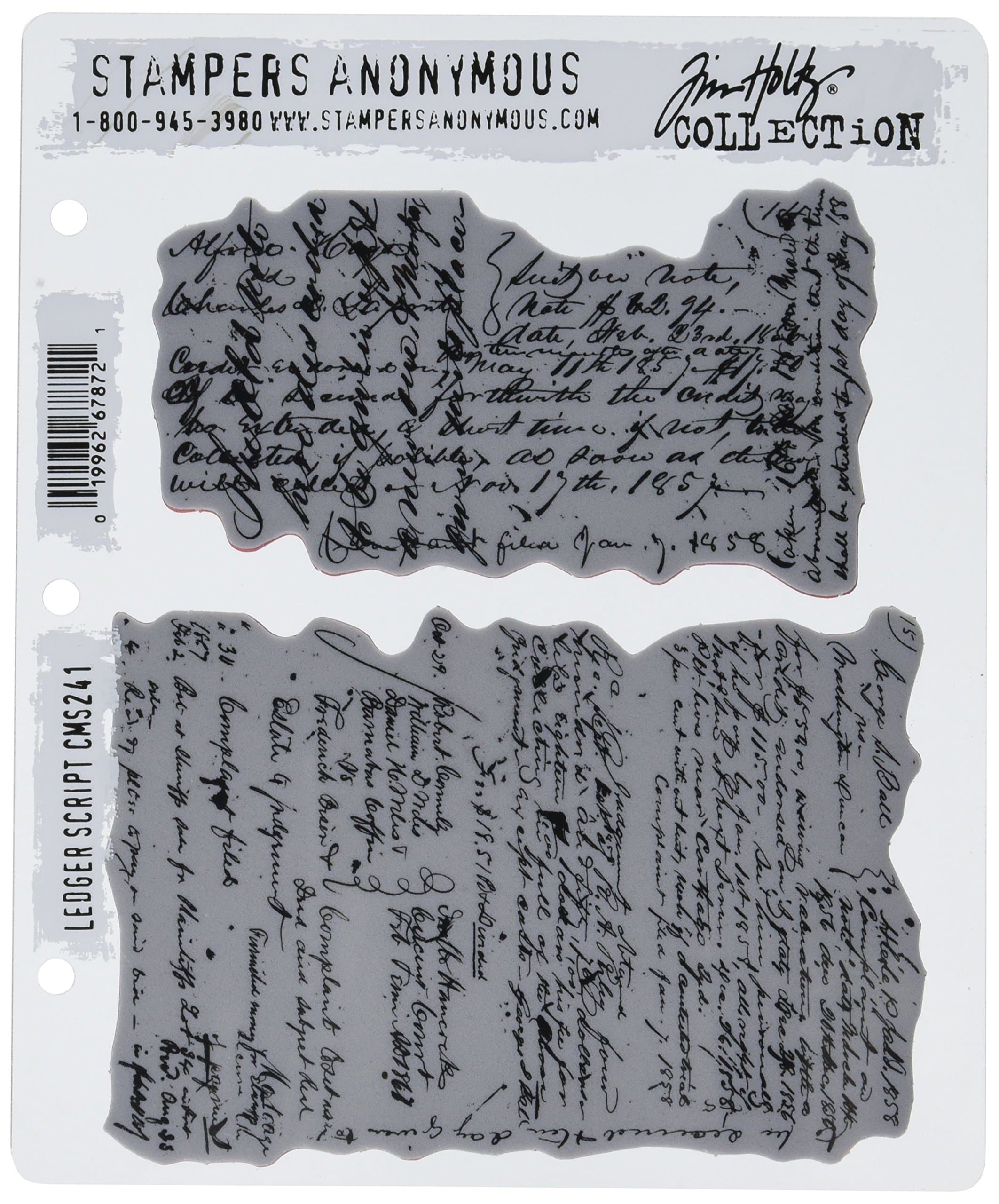 Tim Holtz Cling Stamps 7"X8.5", Ledger Script