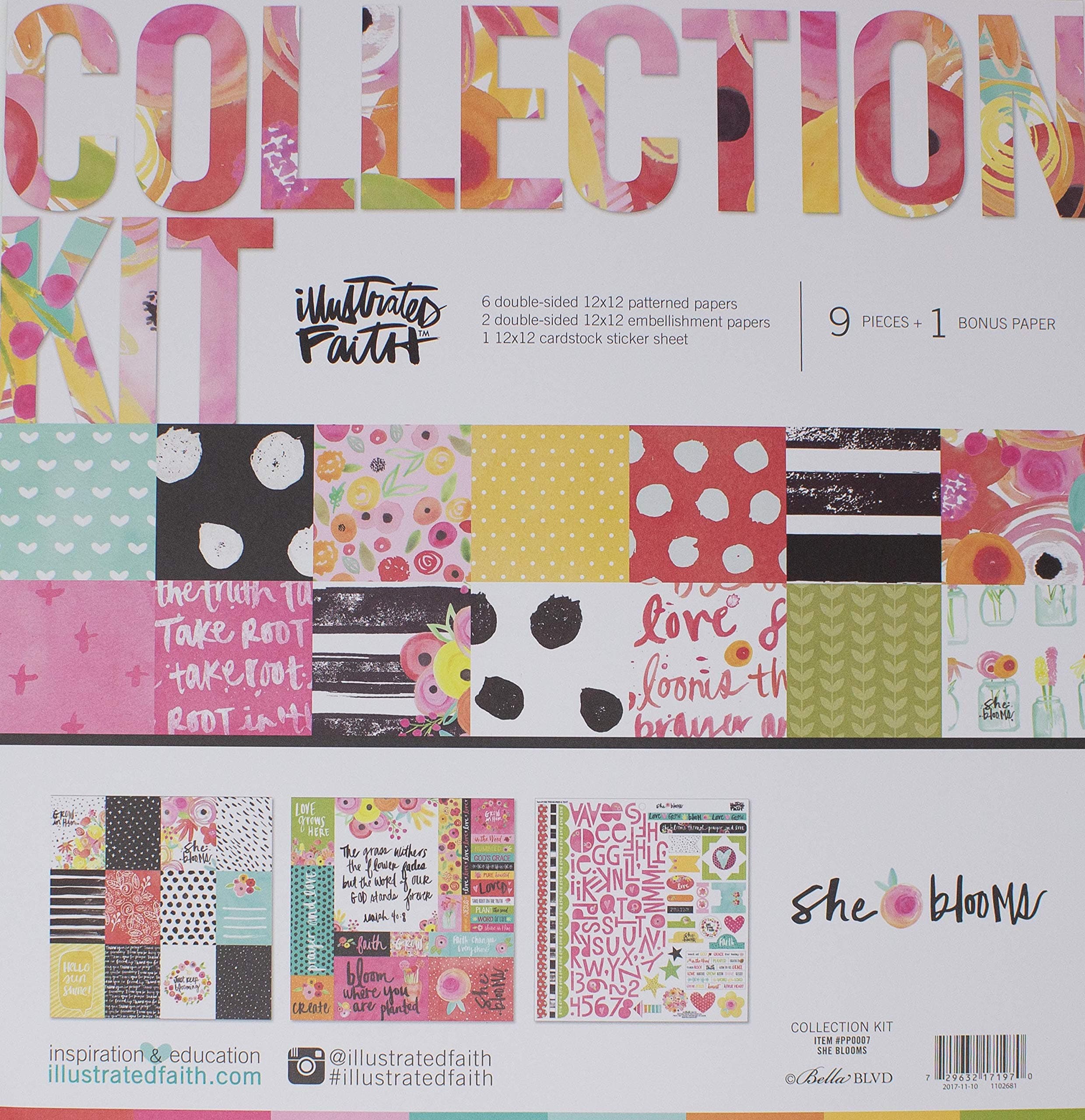 Illustrated Faith - She Blooms Scrapbooking Collection Kit - Item# PP0007 - Bella BLVD - Copyright 2017