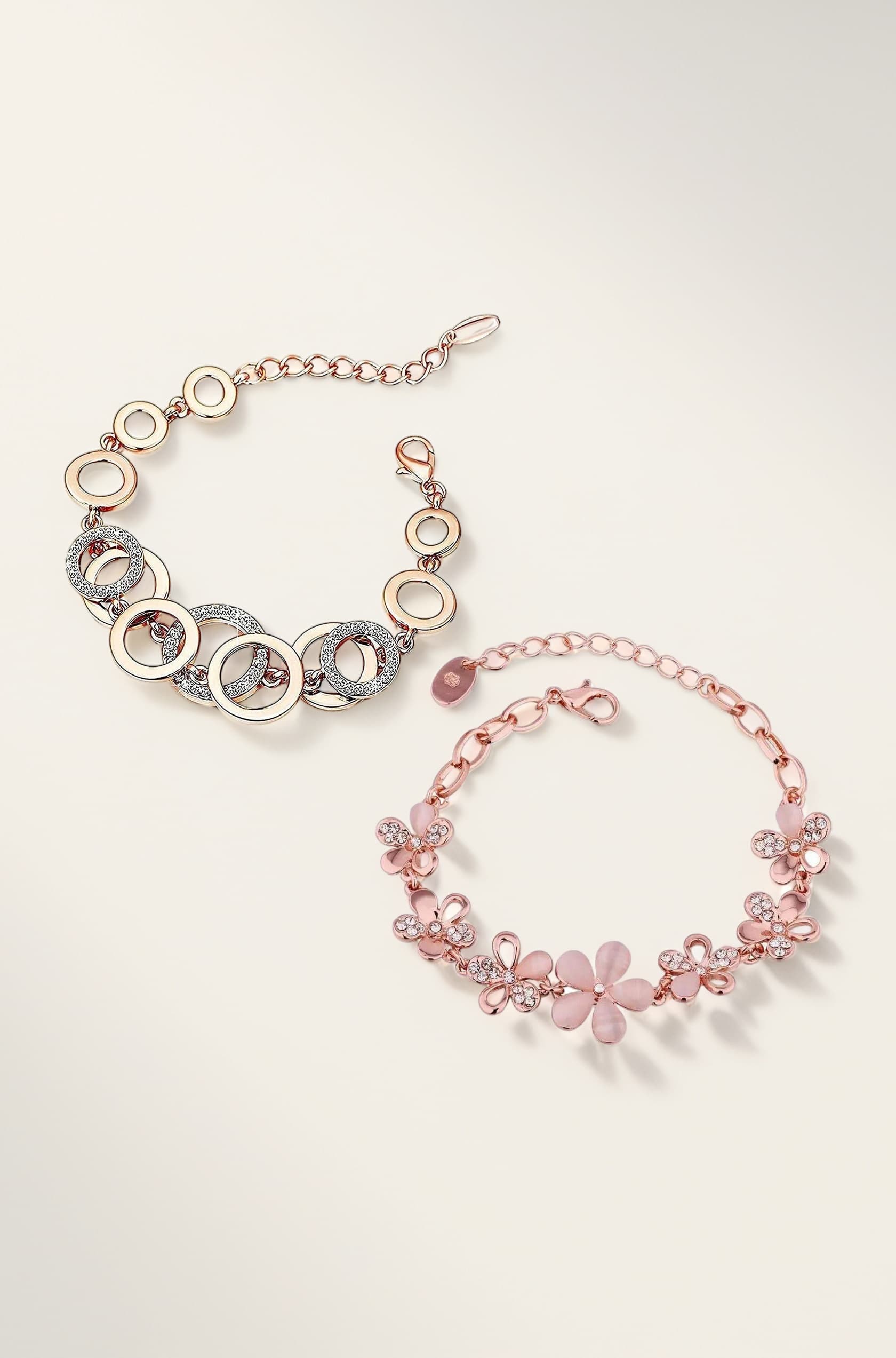 Latest Stylish Gold Plated Combo of 2 Bracelet for Women and Girls (Rose Gold) (cmb285_8306b_9556b)