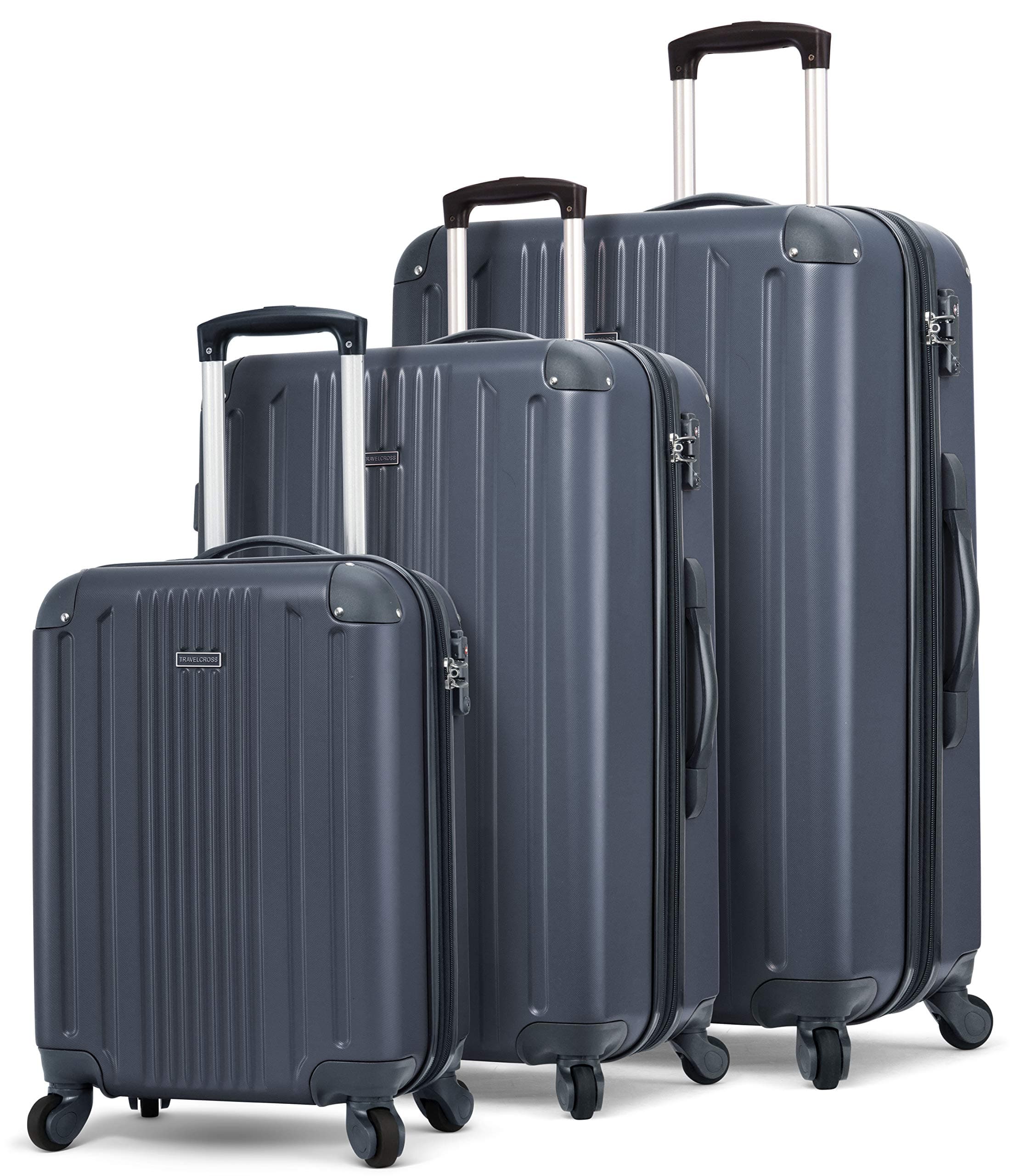TravelCross Milano Luggage Expandable Lightweight Spinner Set (Dark Gray, 20'' + 24'' + 28'')