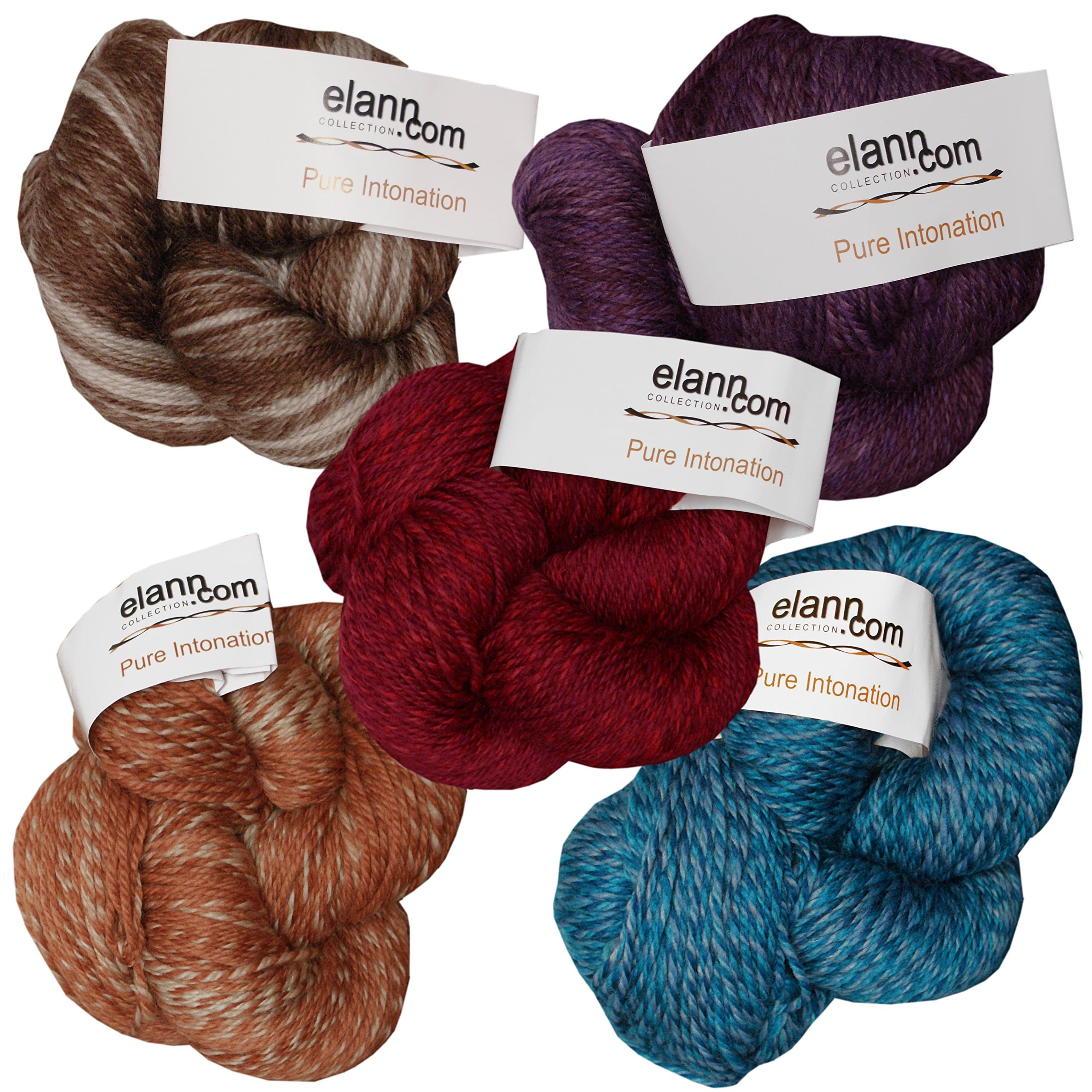elann Pure Intonation Yarn | 5 Ball Bag | 711 Color Pack 1 (1 Each 701, 702, 704, 706, 708)