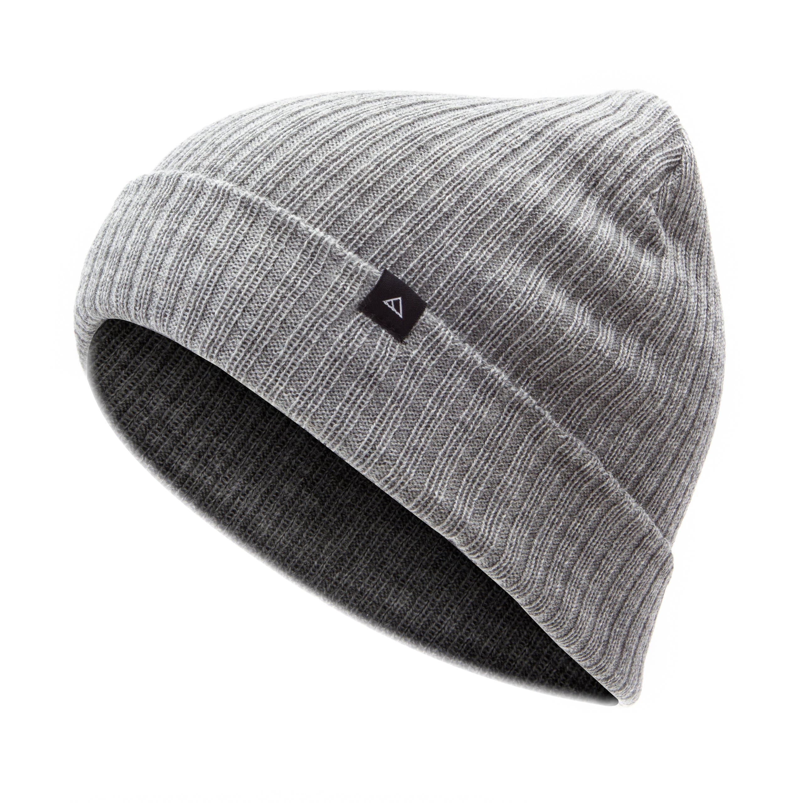 Tillak Olancha 100% Knit Merino Wool, Cuffed or Slouchy Ribbed Midweight Beanie Cap for Men or Women (Unisex) Grey